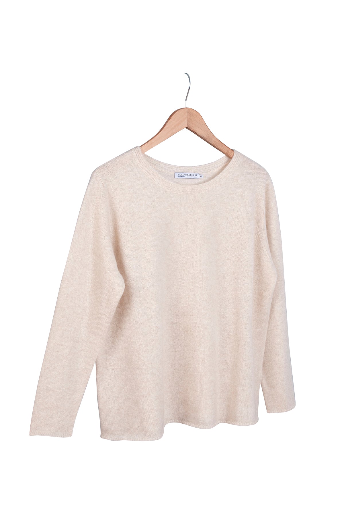 Bej Alexia Saf Kaşmir Yuvarlak Yaka Salaş Kazak