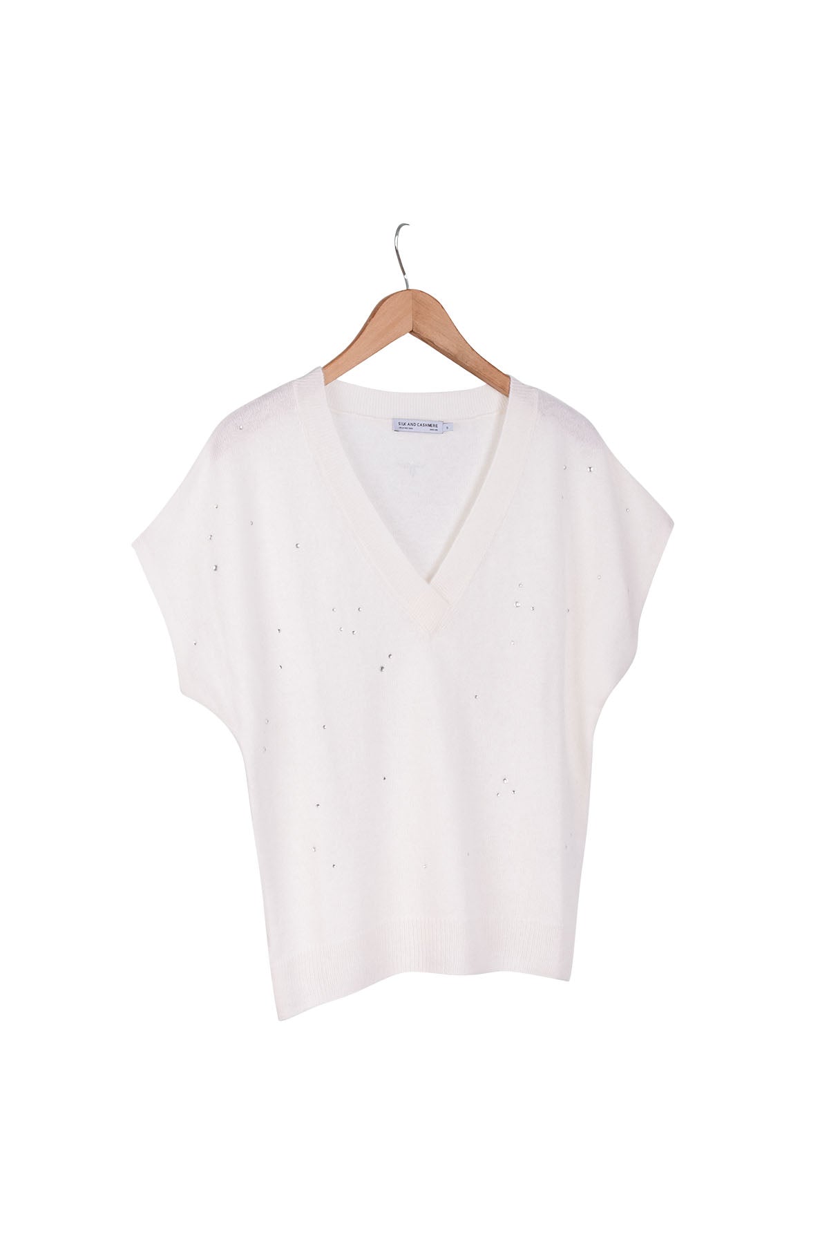 Ekru Kostir Saf Kaşmir Derin V Yaka Triko