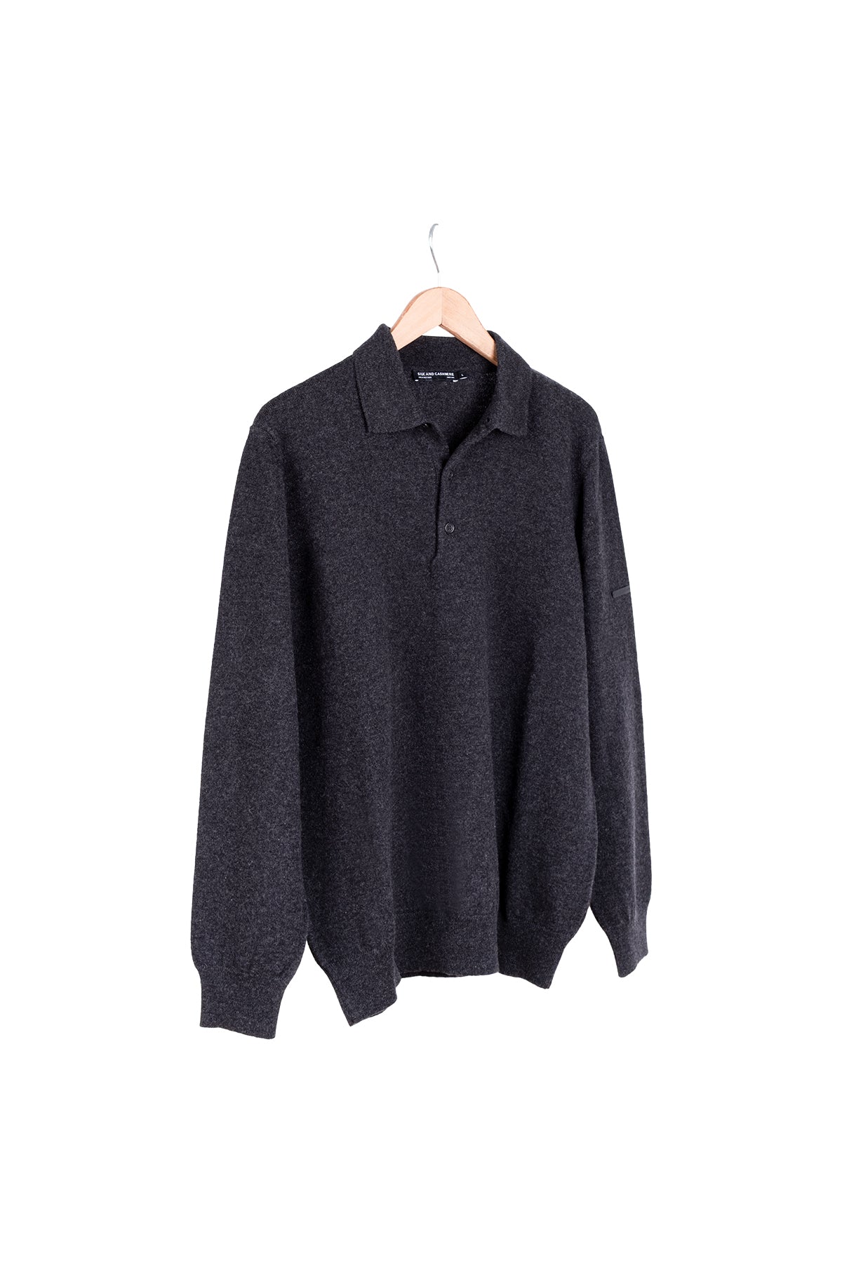 Gri Saf Kaşmir Erkek Polo Kazak