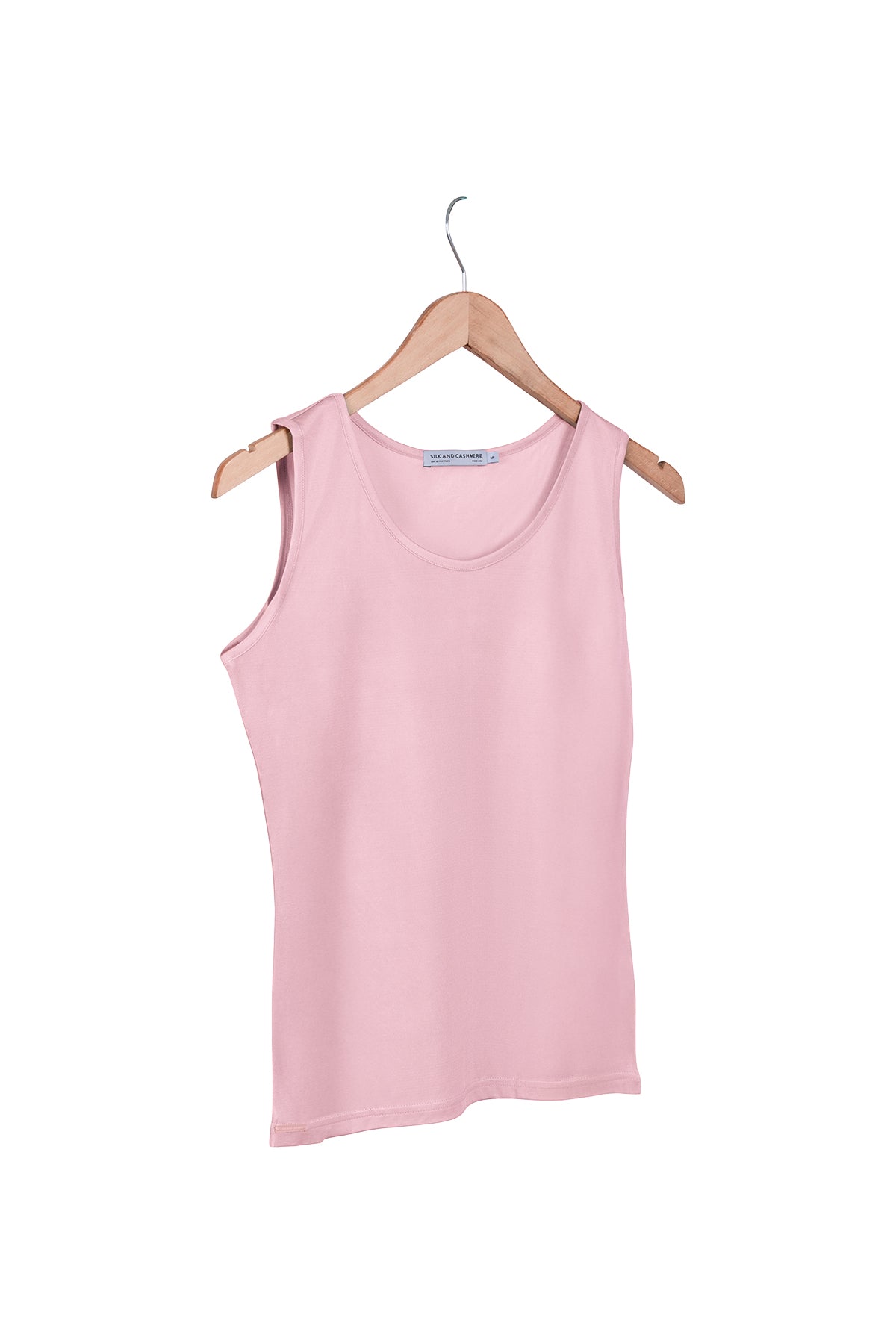 Pembe Marina İpekli Yuvarlak Yaka Kolsuz T-Shirt