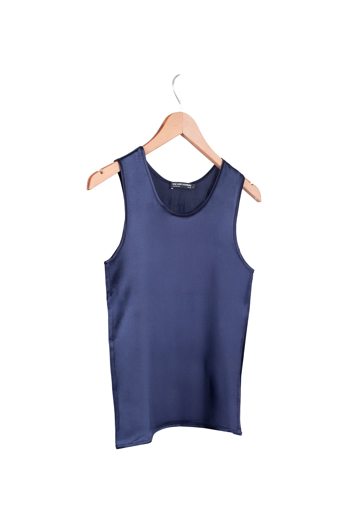 Lacivert Toscana İpek Yuvarlak Yaka Bluz