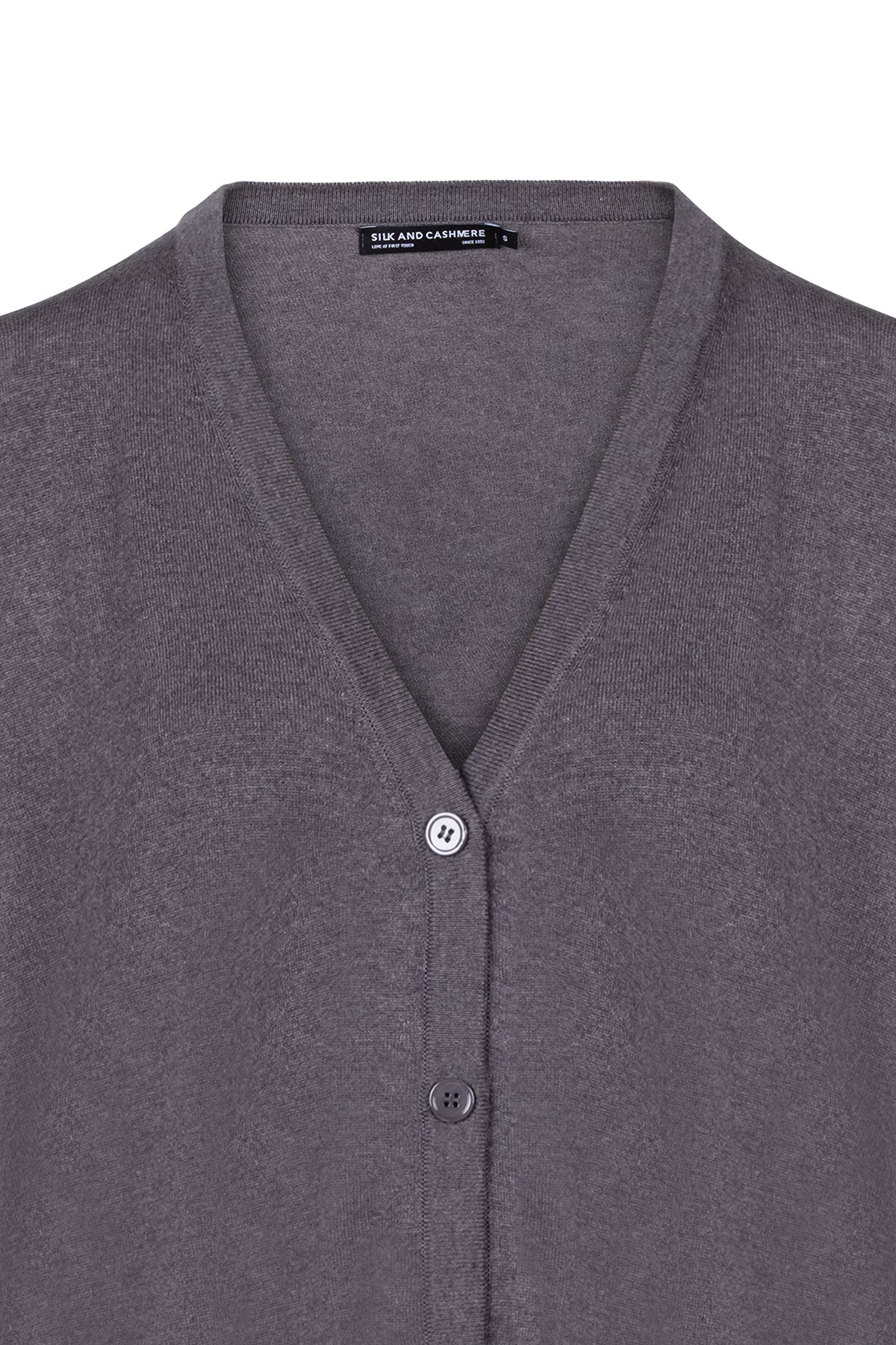 Antrasit Zoe İpek Kaşmir V Yaka Hırka