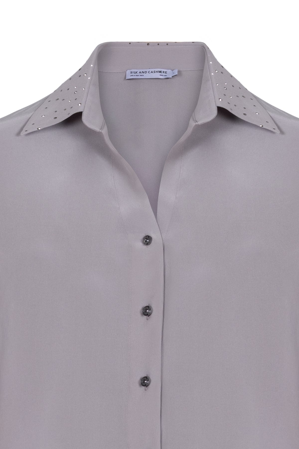 Gri Astrid Saf İpek Gömlek