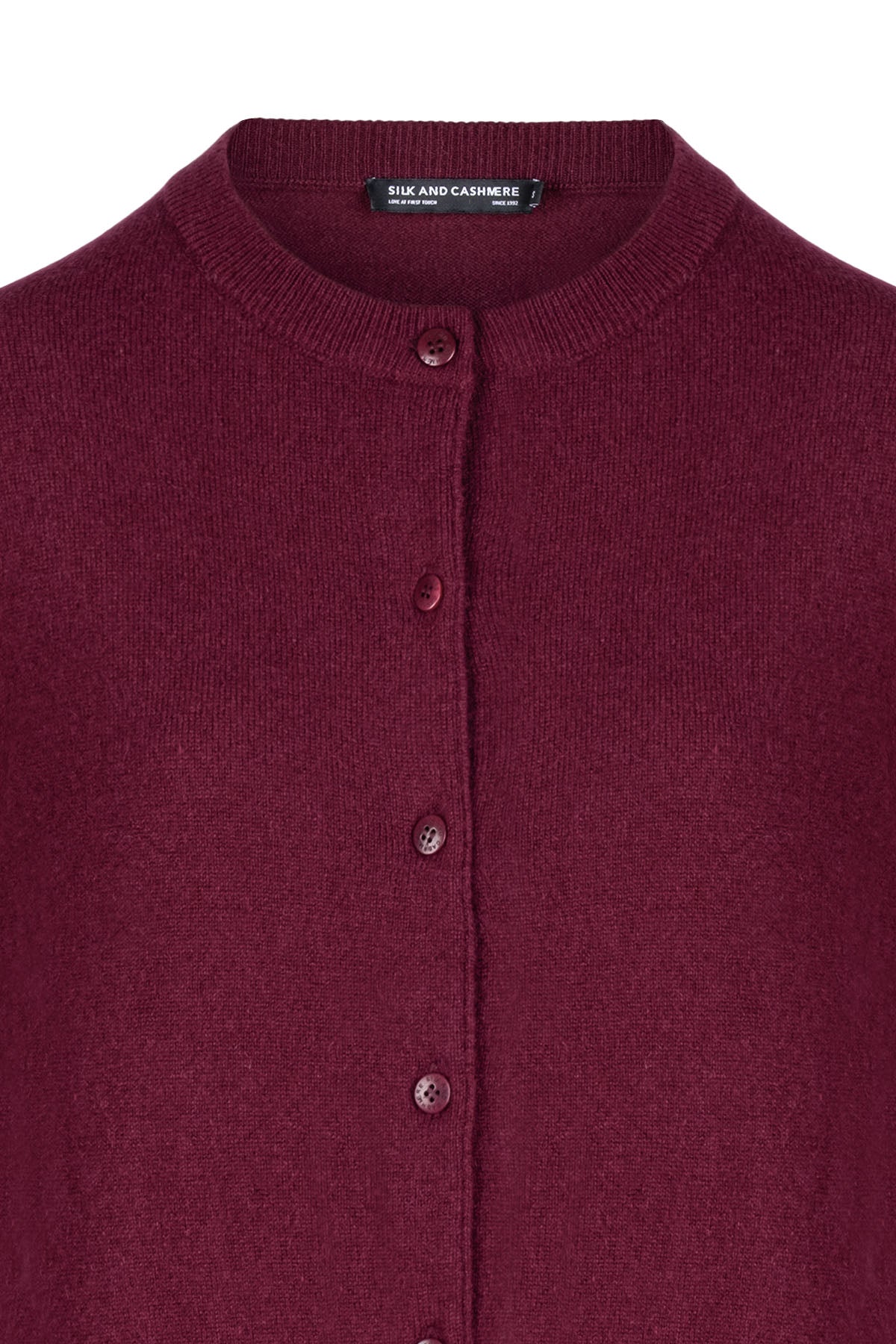 Bordo Lilly Saf Kaşmir Bisiklet Yaka Hırka