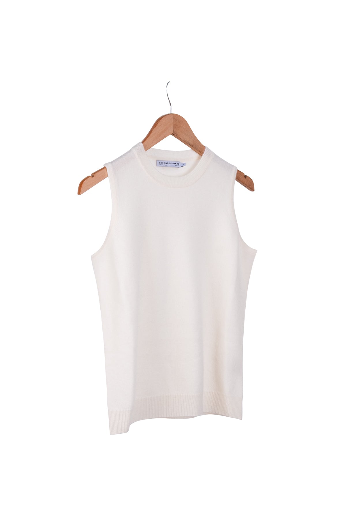 Beyaz Alexia Saf Kaşmir Yuvarlak Yaka Süveter