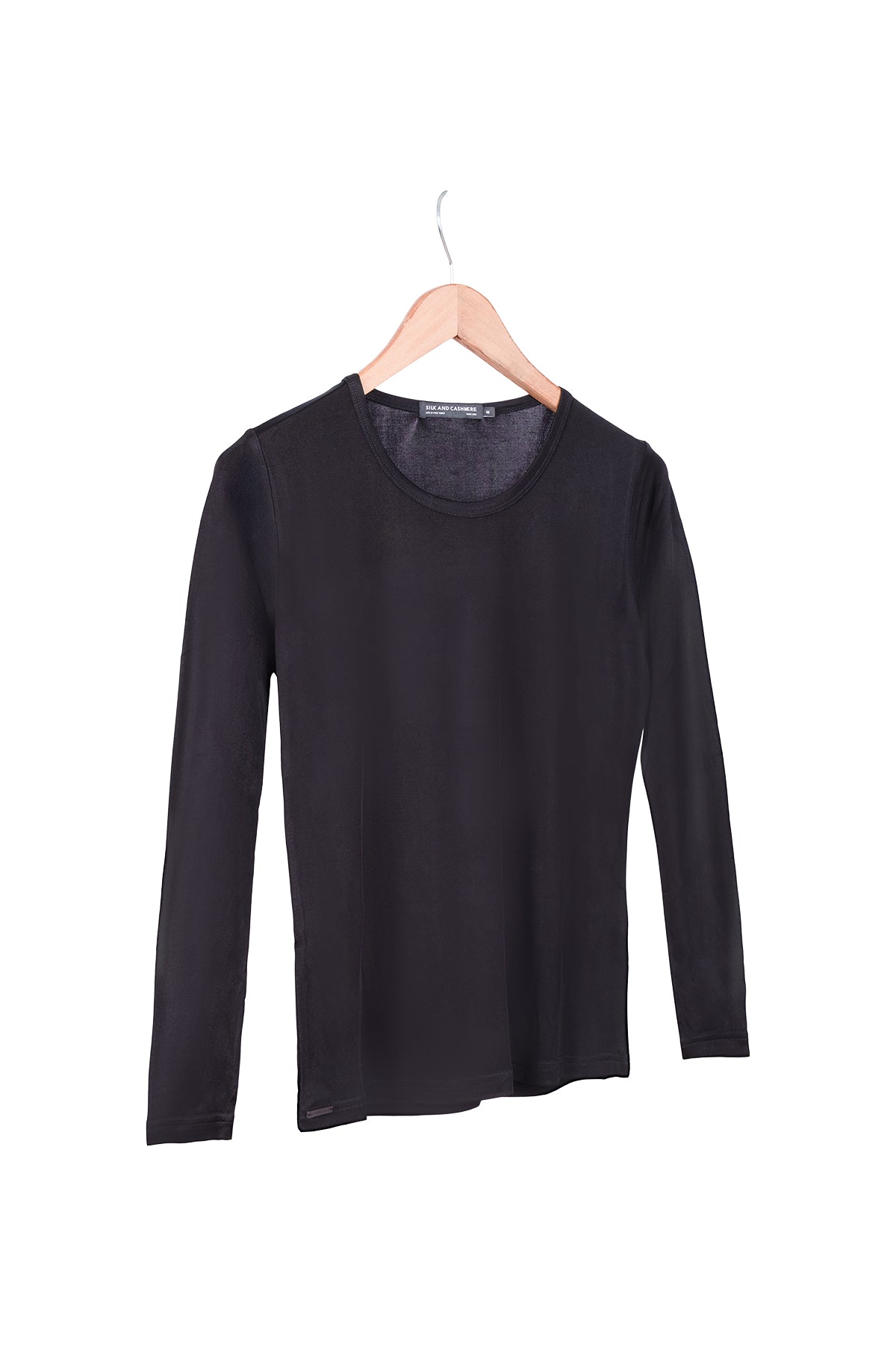 Siyah Marina İpekli Yuvarlak Yaka Bluz