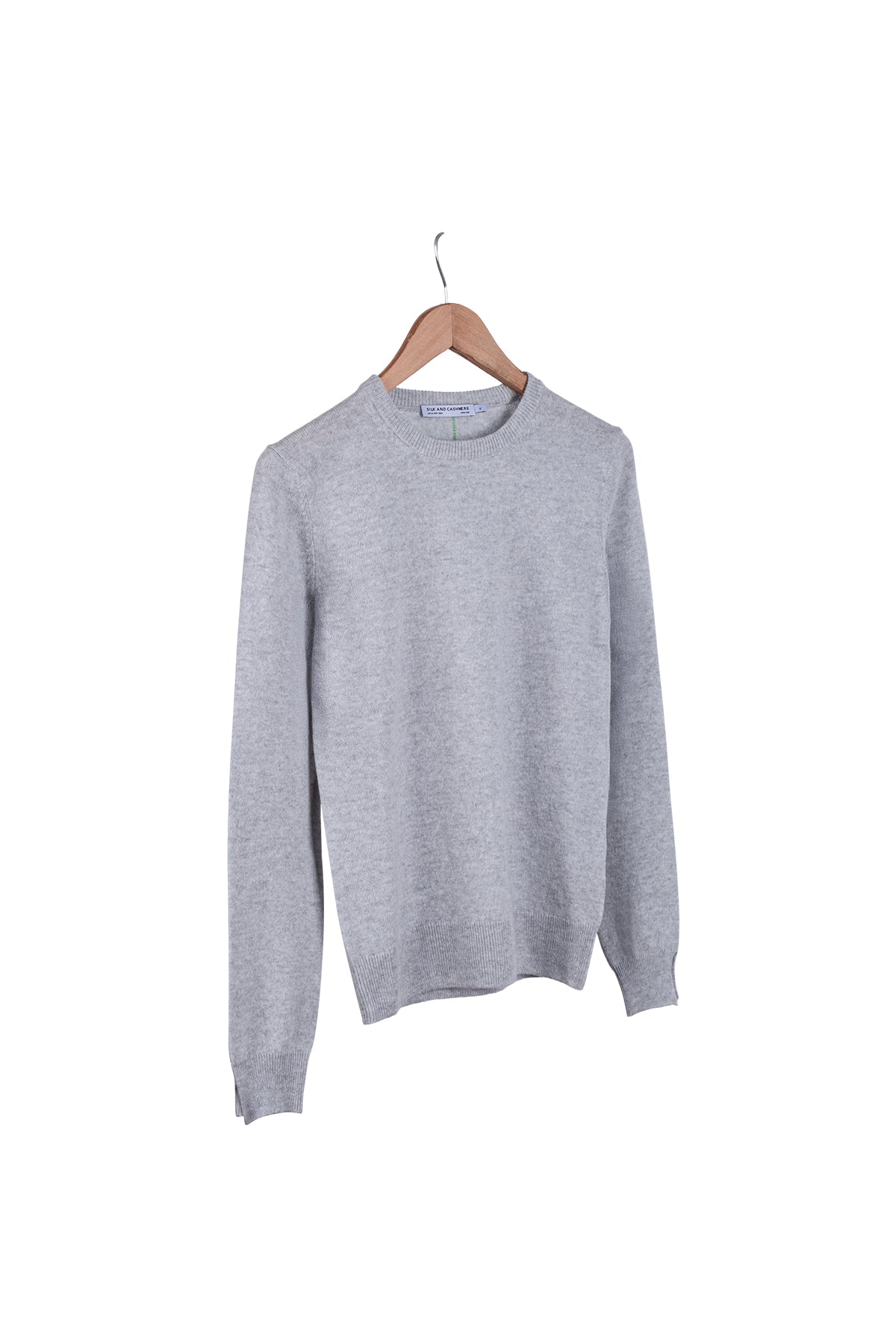 Açık Gri Franca Saf Kaşmir Bisiklet Yaka Kazak