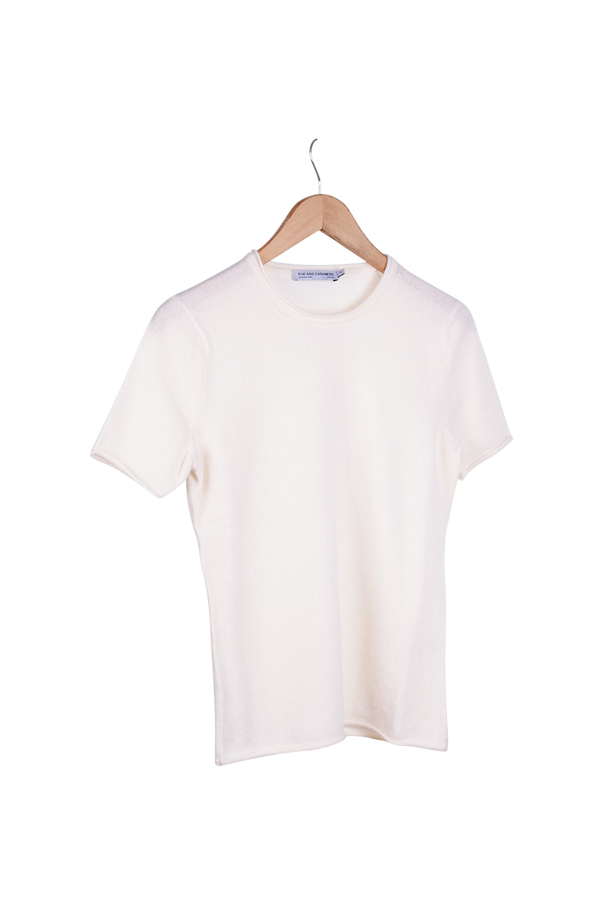 Ekru Lilly Saf Kaşmir Bisiklet Yaka Tişört