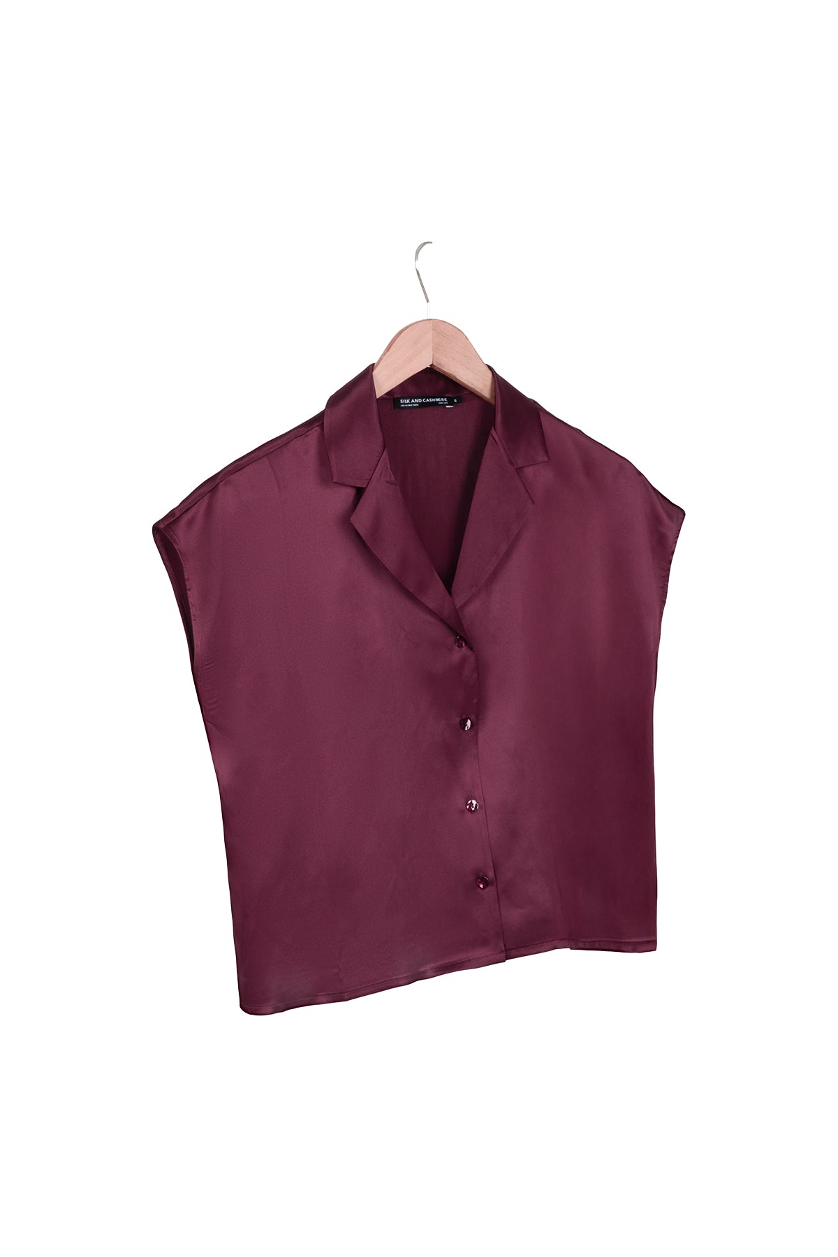 Bordo Astrid Saf İpek Kolsuz Gömlek