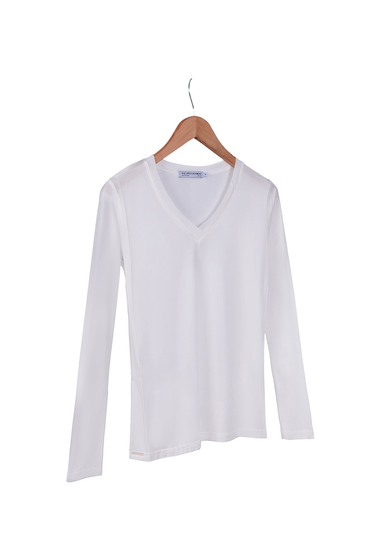 Beyaz Marina İpekli V Yaka Bluz