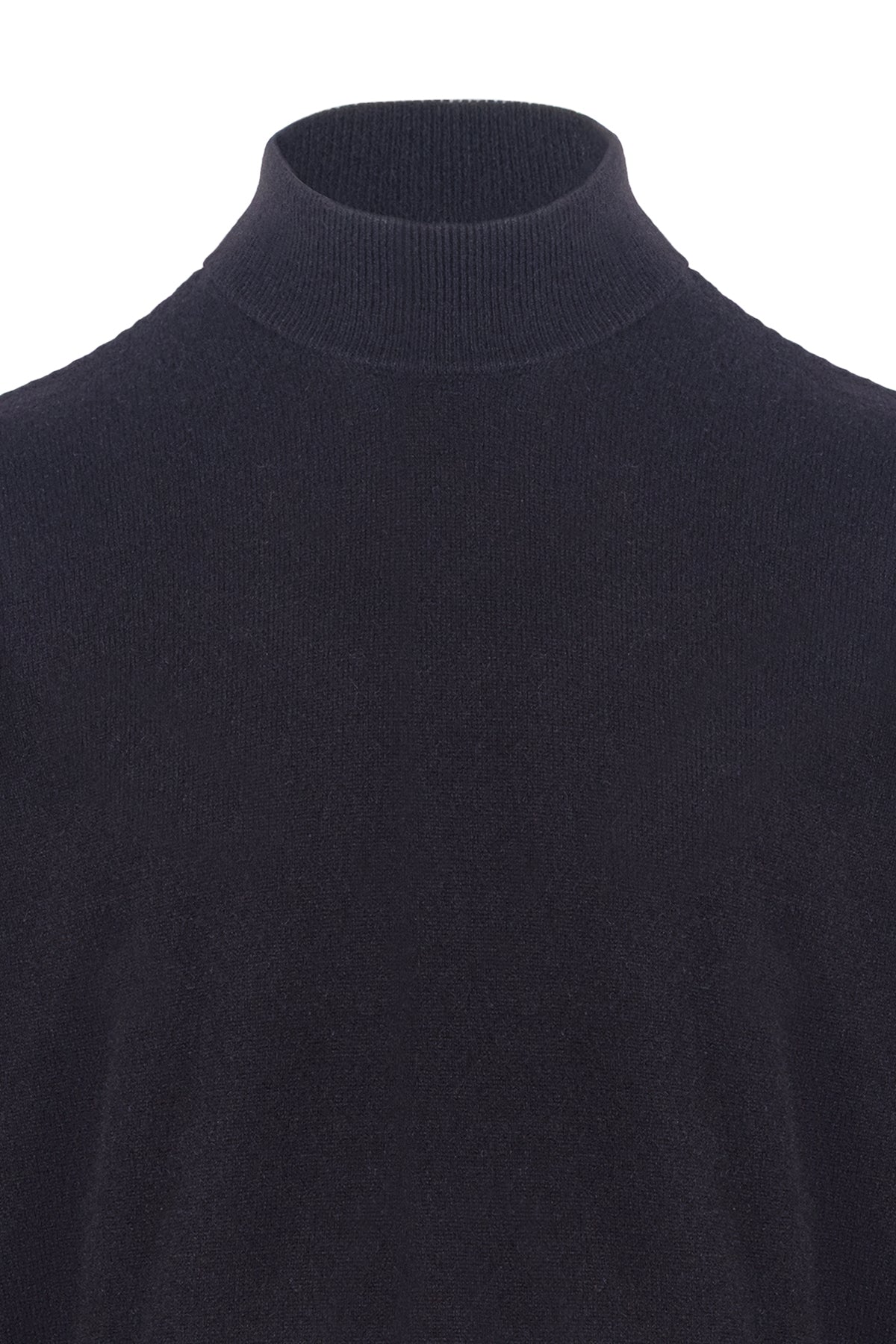 Siyah Saf Kaşmir Yarım Balıkçı Erkek Kazak