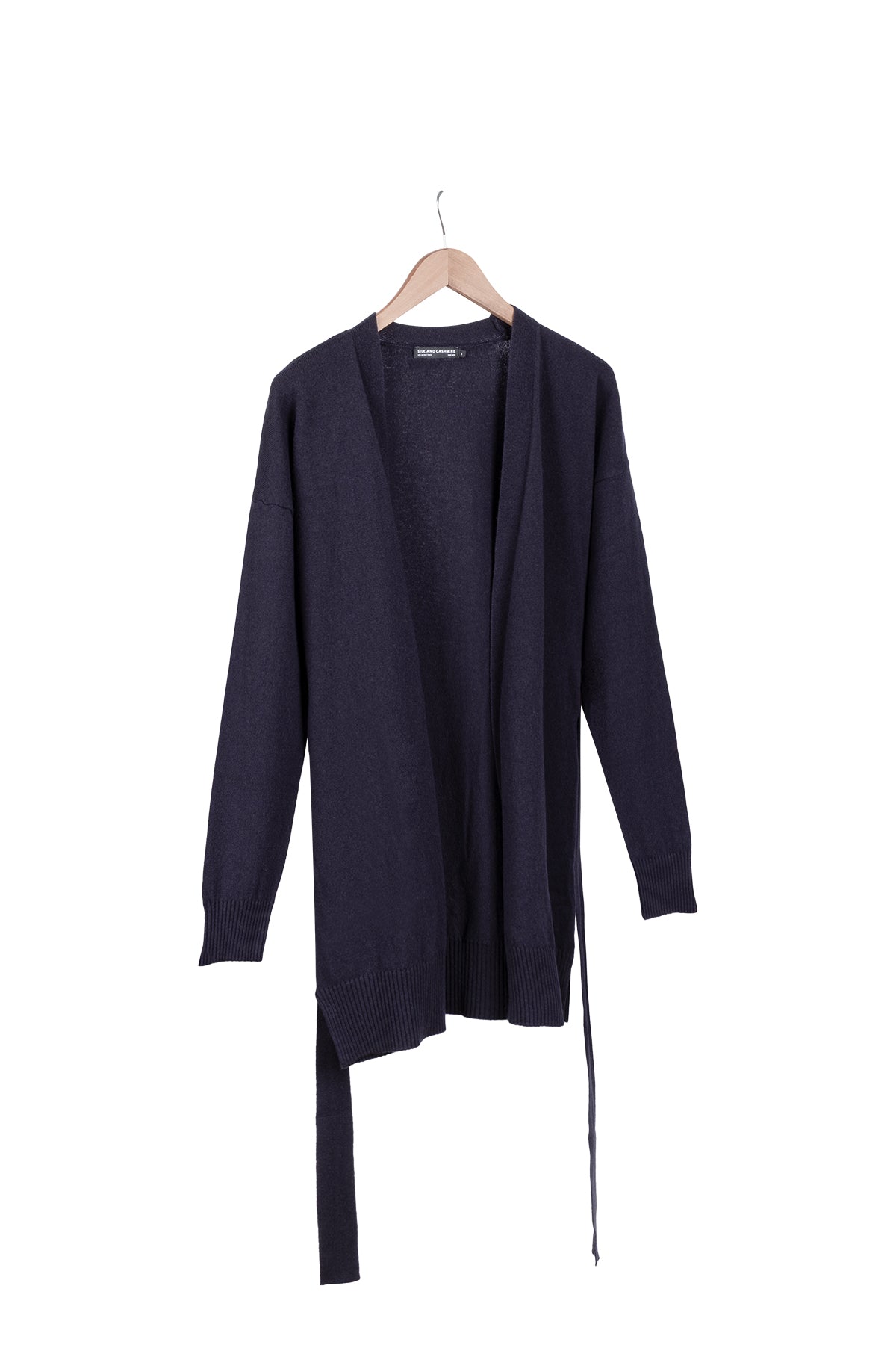 Lacivert Laura Yün Kaşmir Kuşaklı Hırka