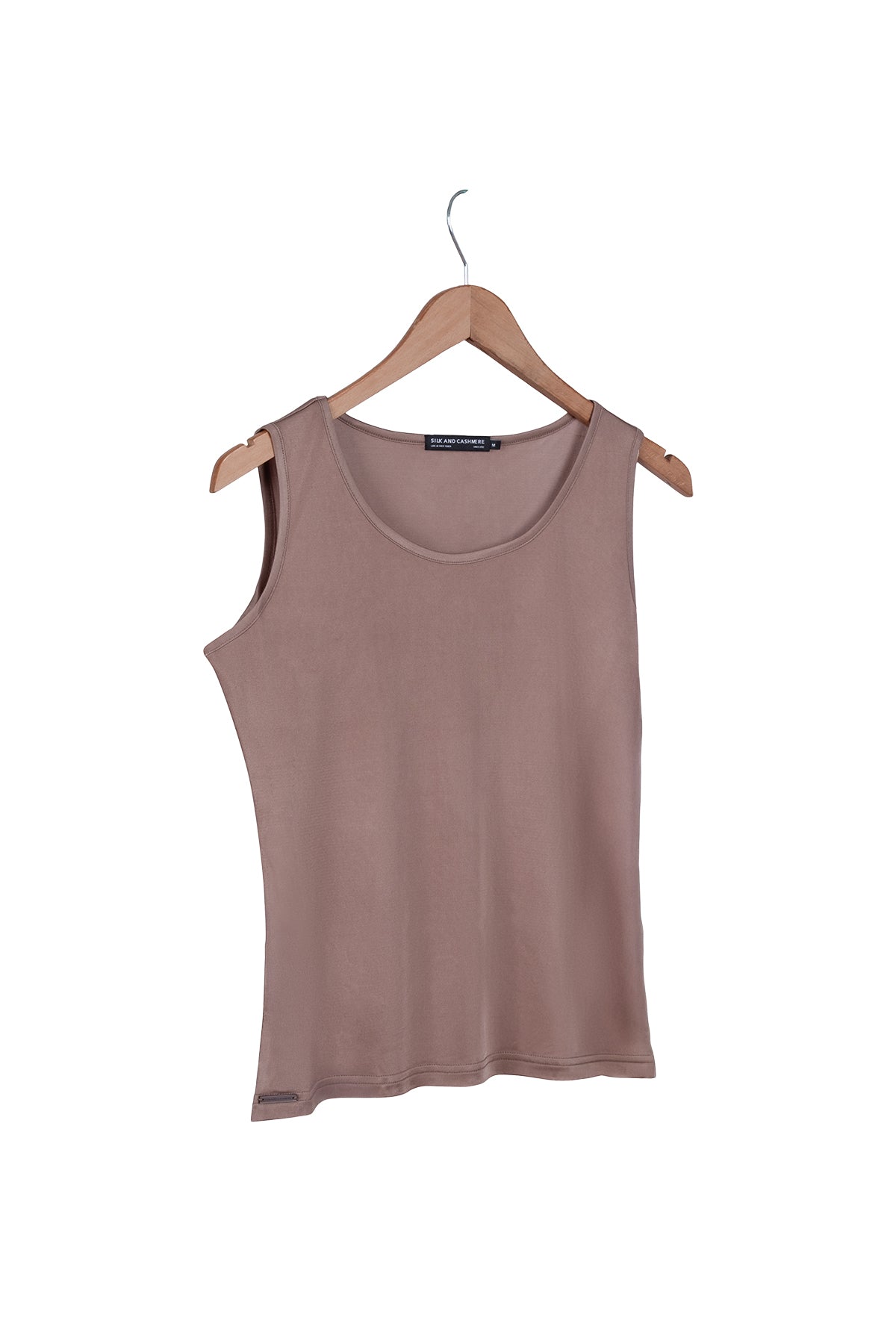 Camel Marina İpekli Yuvarlak Yaka Kolsuz T-Shirt