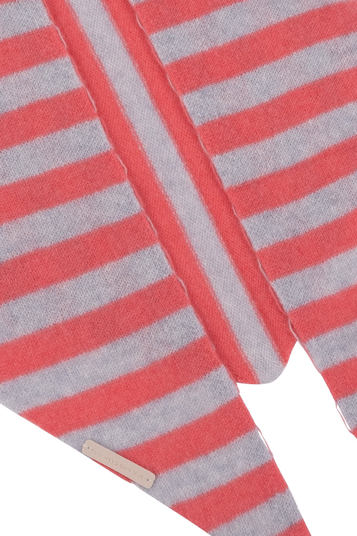 Pembe Beyaz Rose Saf Kaşmir Çizgili Fular Bandana 85x30x30 cm