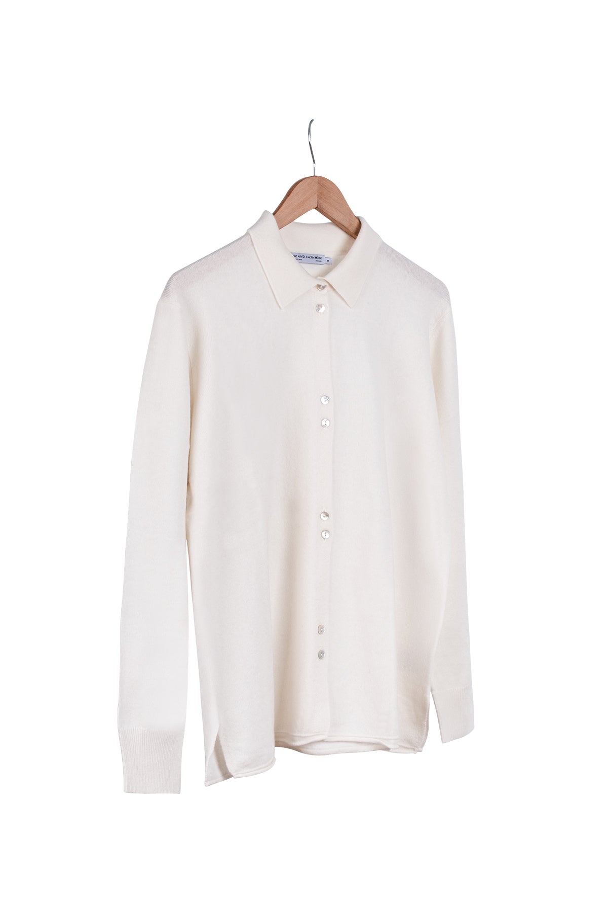 Ekru Agata Saf Kaşmir Triko Gömlek