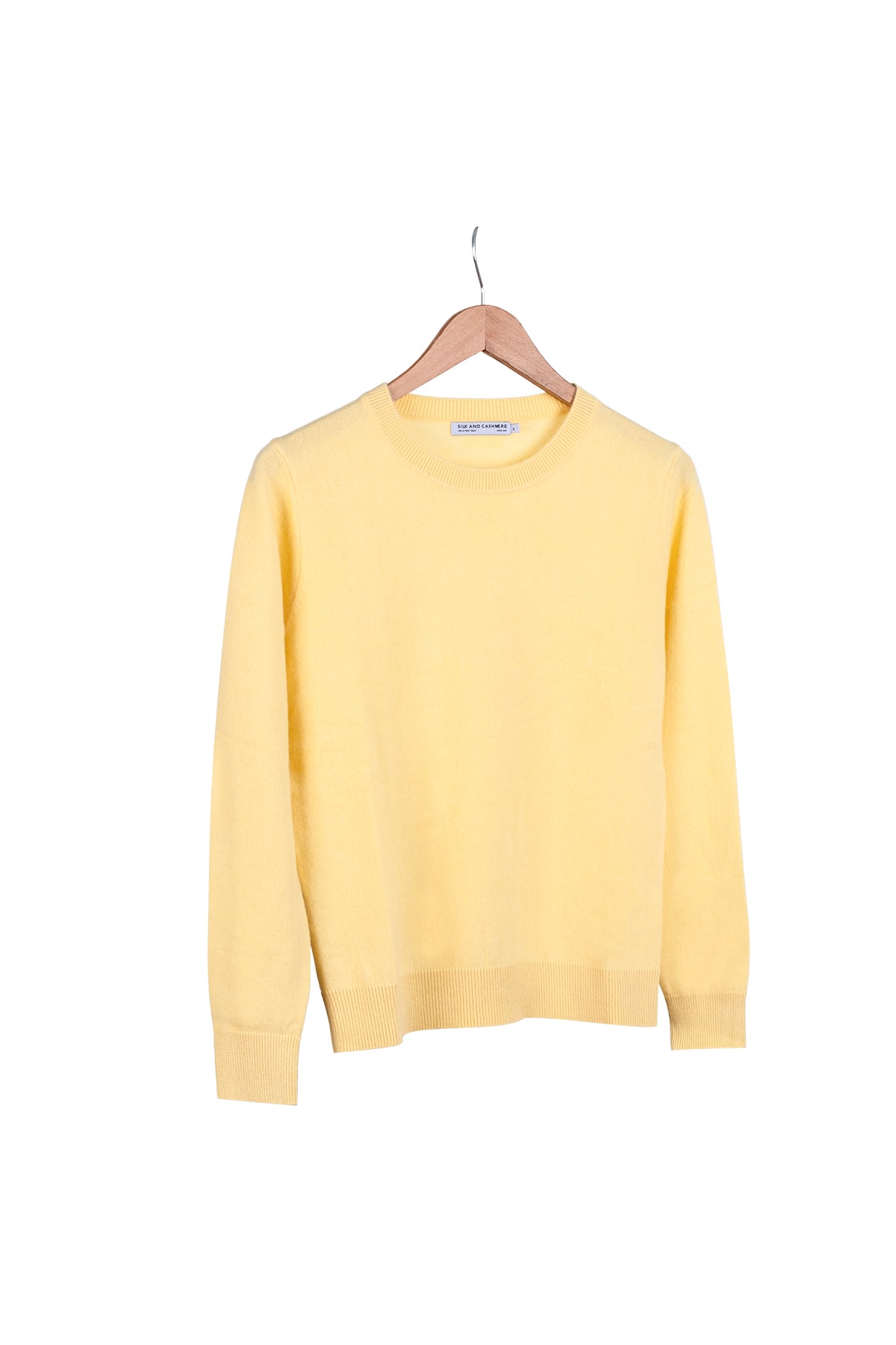 Sarı Agata Saf Kaşmir Yuvarlak Yaka Kazak