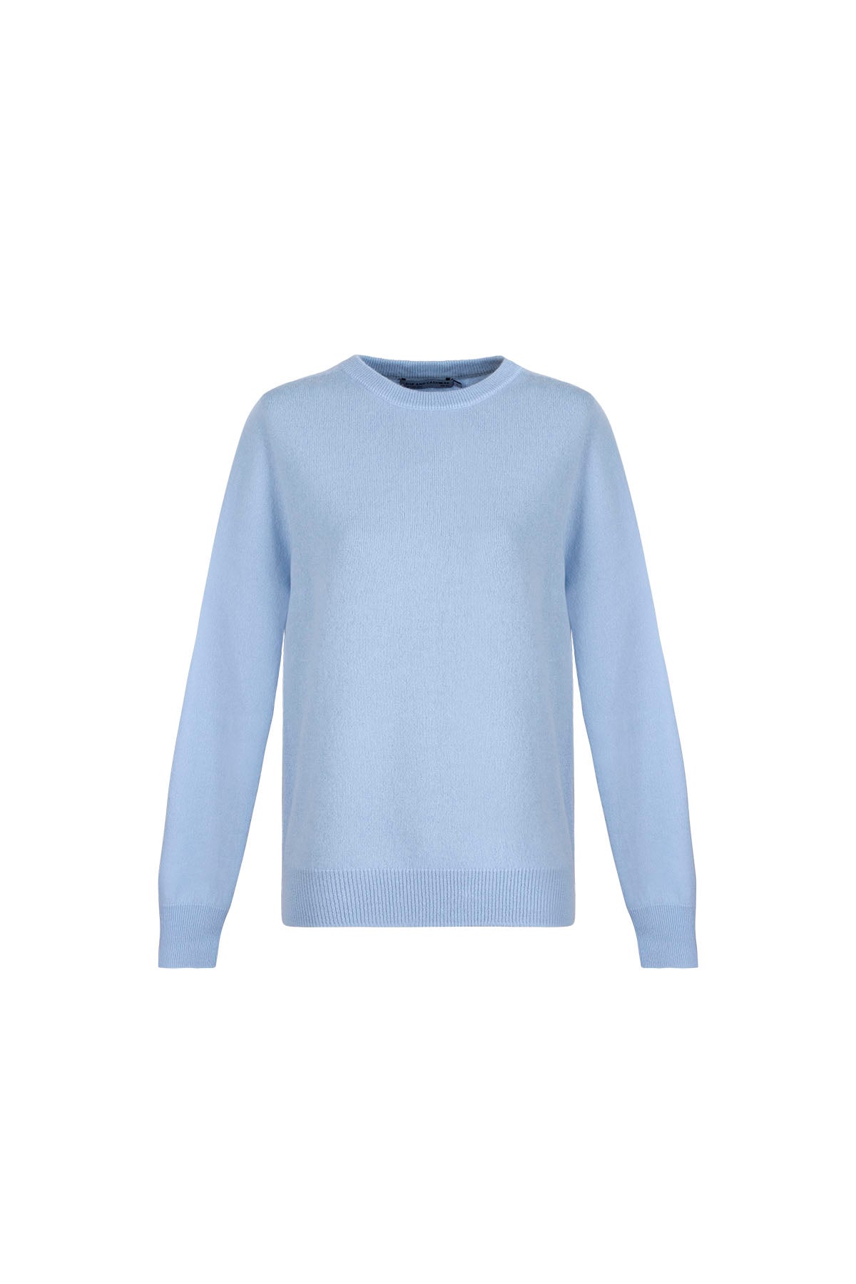 Açık Mavi Alexia Saf Kaşmir Bisiklet Yaka Kazak