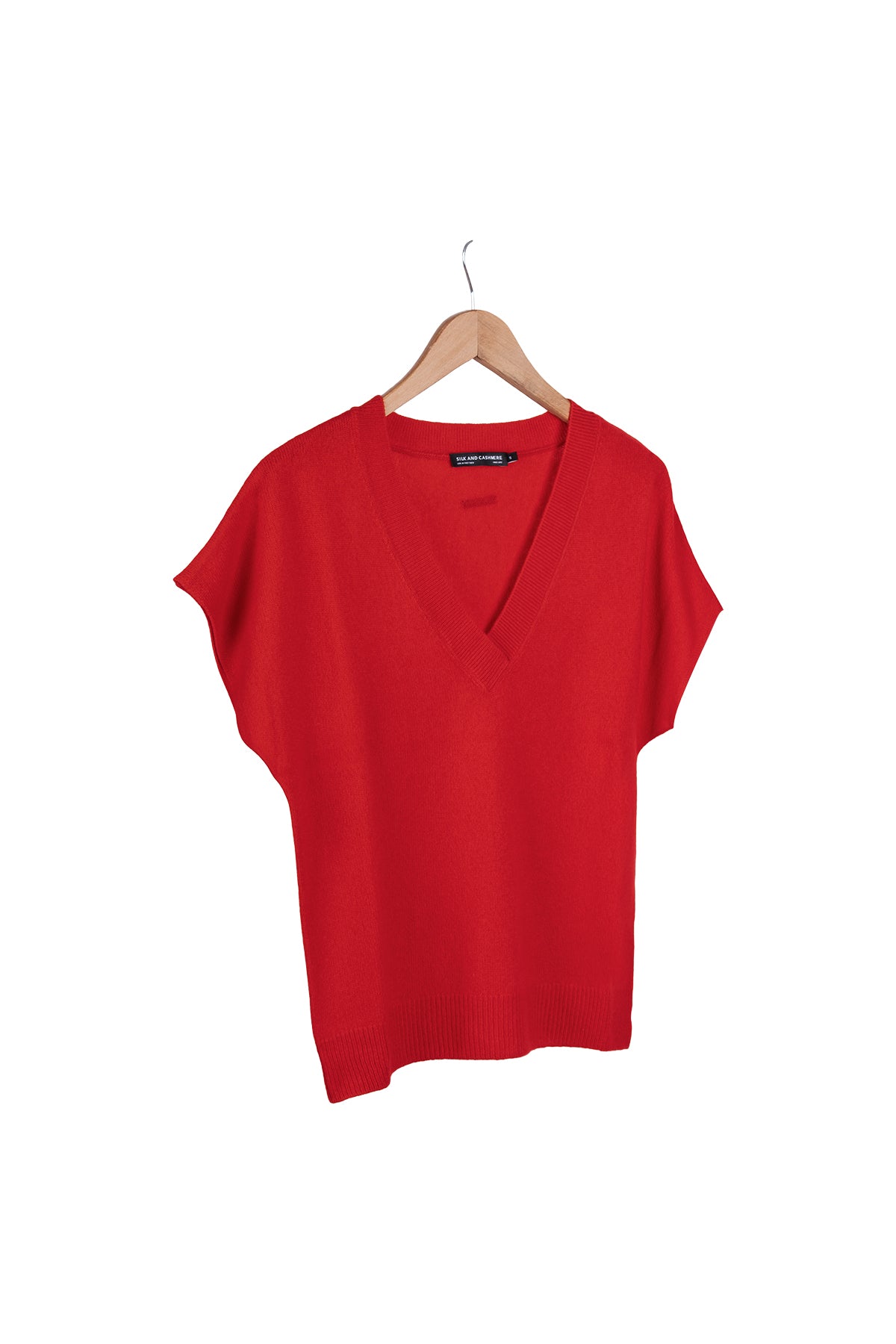 Kırmızı Kostir Saf Kaşmir Derin V Yaka Triko