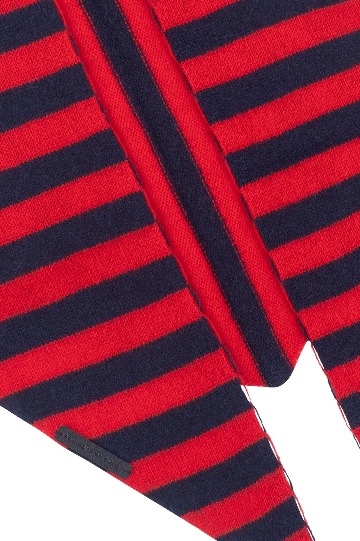 Kırmızı Lacivert Rose Saf Kaşmir Çizgili Fular Bandana 85x30x30 cm