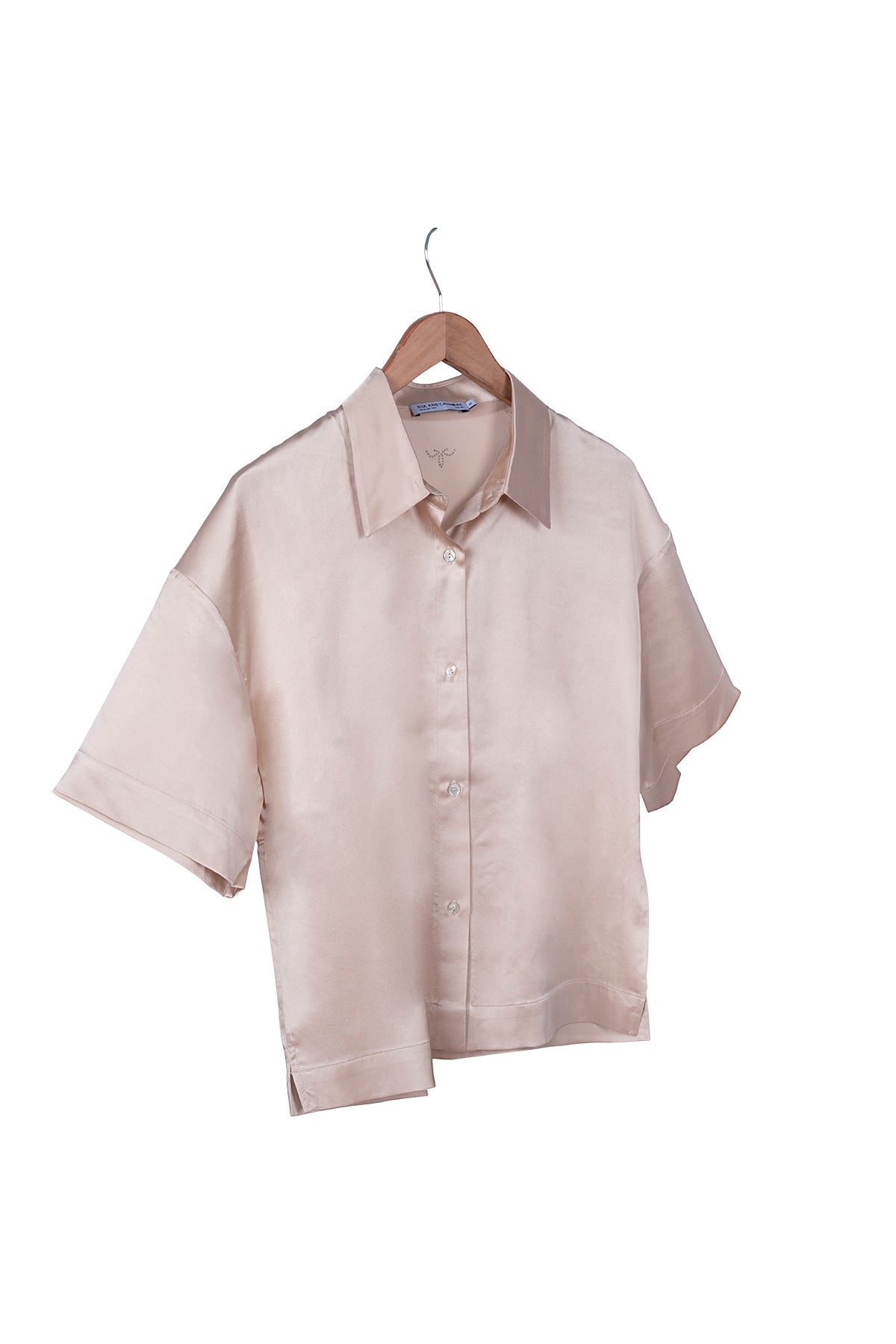 Bej Toscana İpek Kısa Kollu Gömlek
