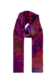 Mor Fuşya Saf İpek El Baskısı Ekolojik Şal 90 x 200 cm