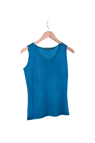 Mavi Marina İpekli Yuvarlak Yaka Kolsuz T-Shirt