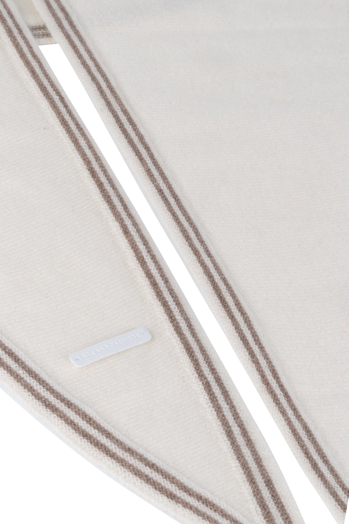 Ekru Mini Saf Kaşmir Bandana 30x125 cm