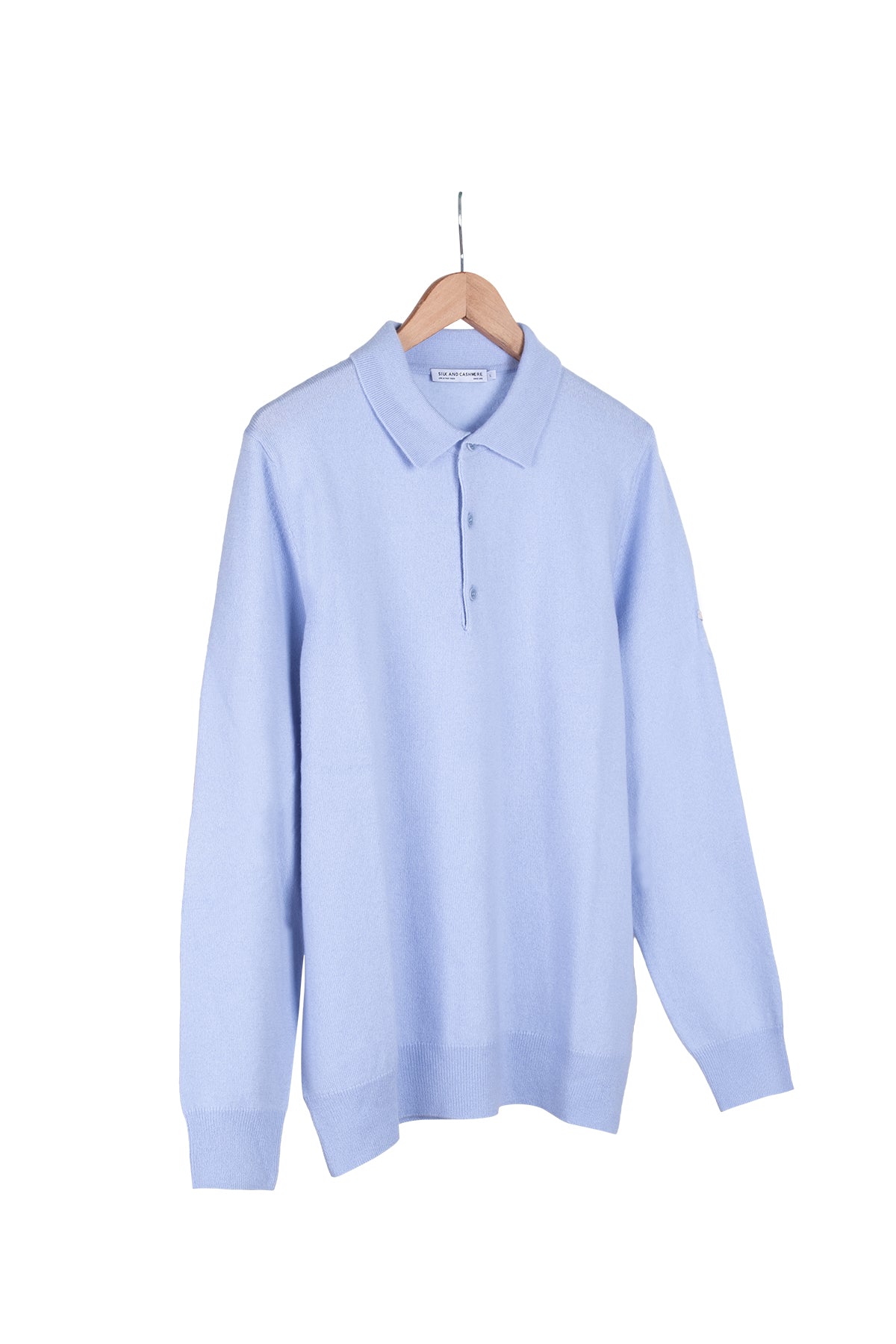 Açık Mavi Saf Kaşmir Polo Kazak