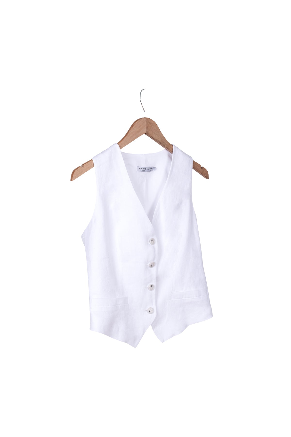 Beyaz Kate Keten Yelek