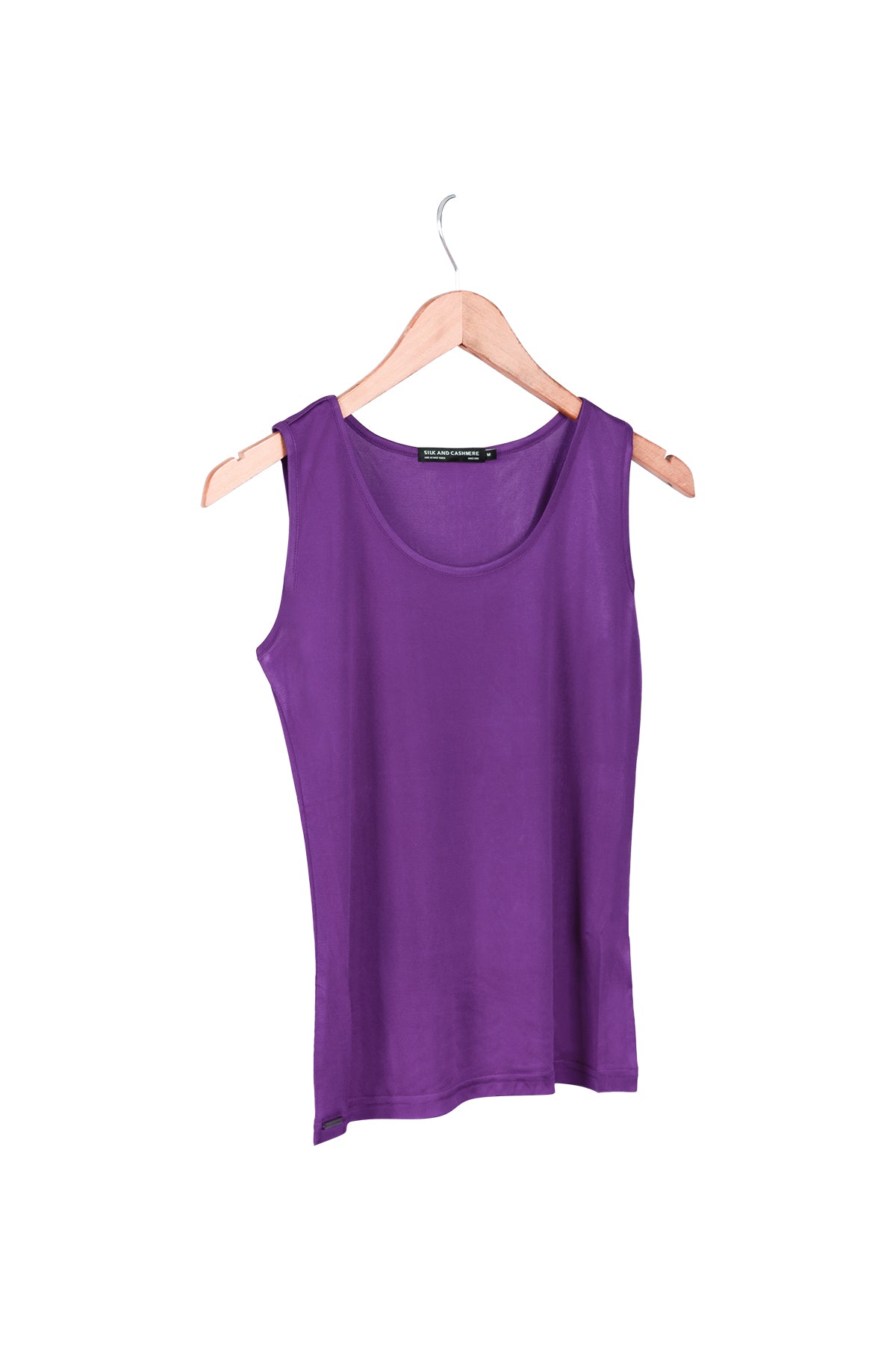 Mor Marina İpekli Yuvarlak Yaka Kolsuz T-Shirt