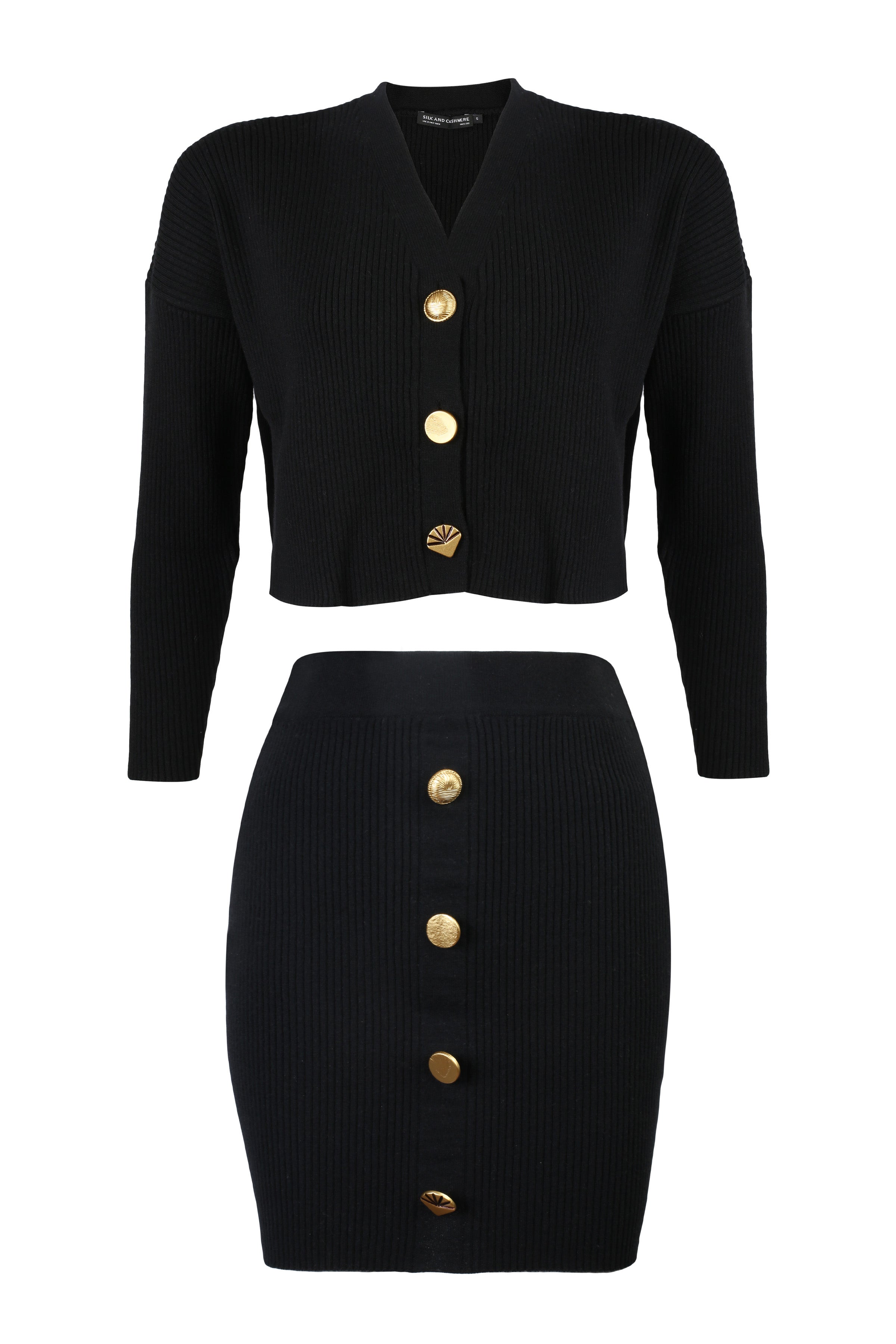 Siyah Saf Yün Stella Ribanalı Kadın Kısa Etek