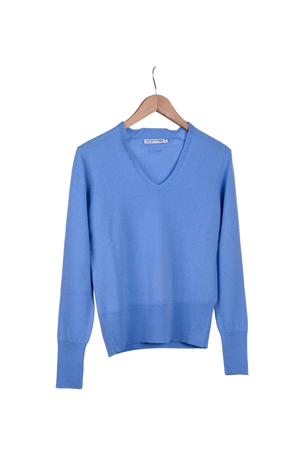 Mavi Lilly Saf Kaşmir Derin V Yaka Kazak