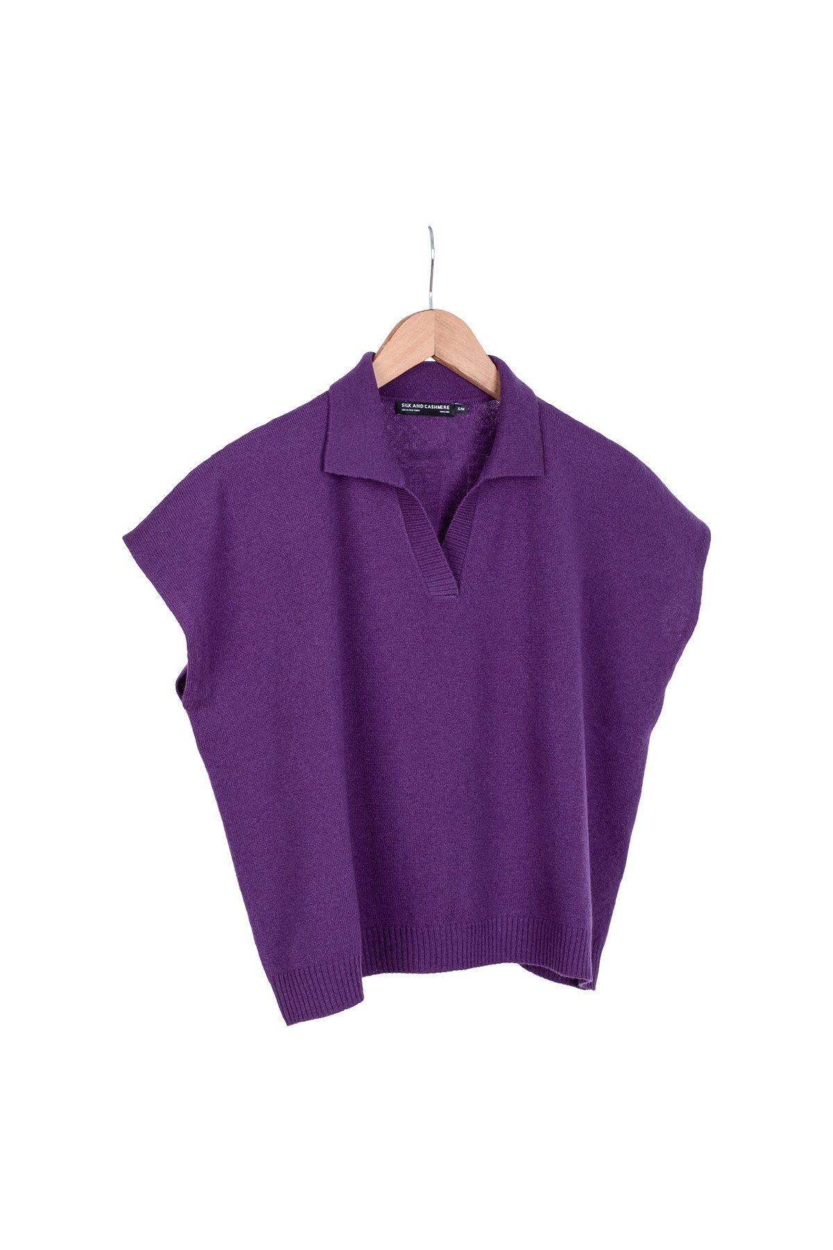 Mor Vanessa Saf Kaşmir Kısa Kollu Polo