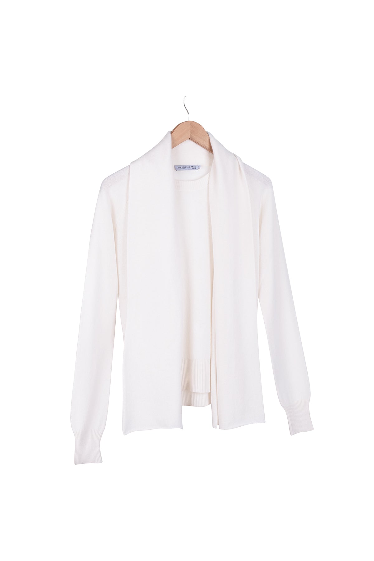 Ekru Vanessa Saf Kaşmir Atkı Yakalı Kazak