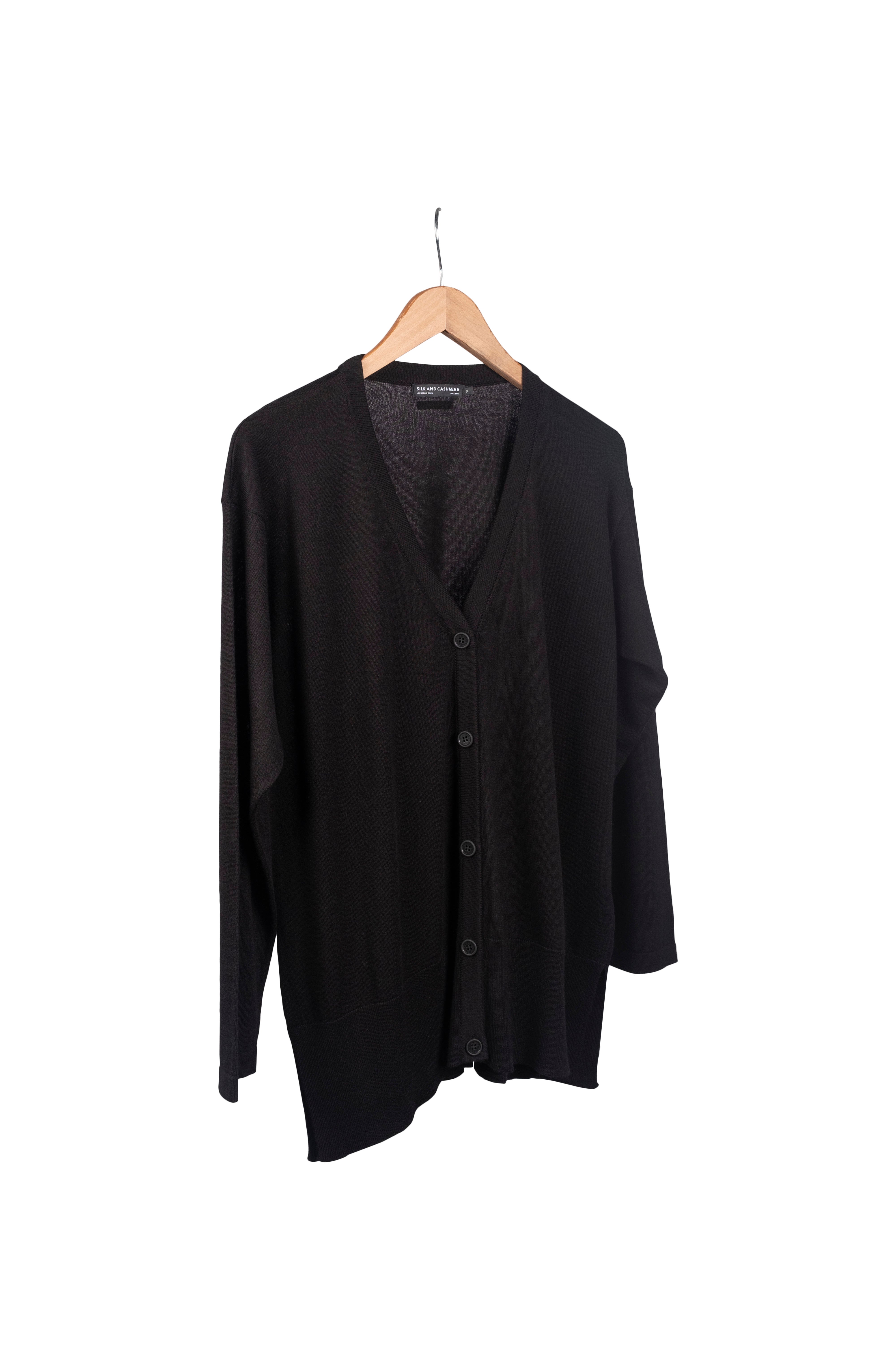 Siyah Zoe İpek Kaşmir V Yaka Hırka