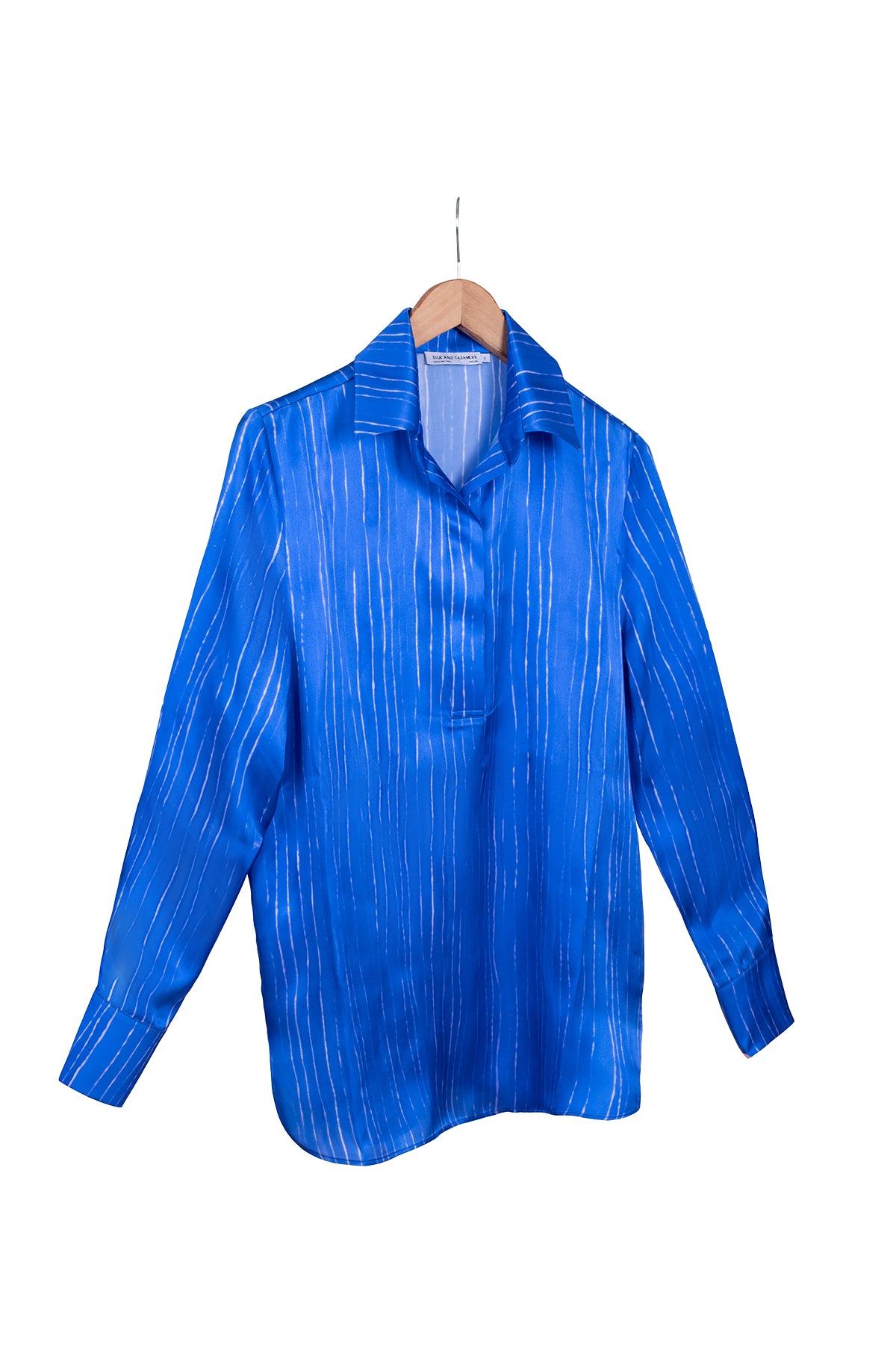 Lacivert Nature İpek Baskılı Bluz