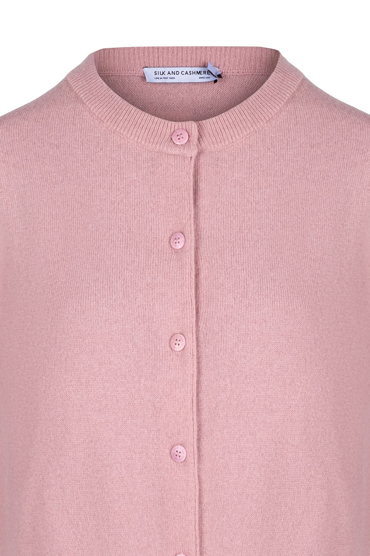 Pastel Pembe Lilly Saf Kaşmir Bisiklet Yaka Hırka