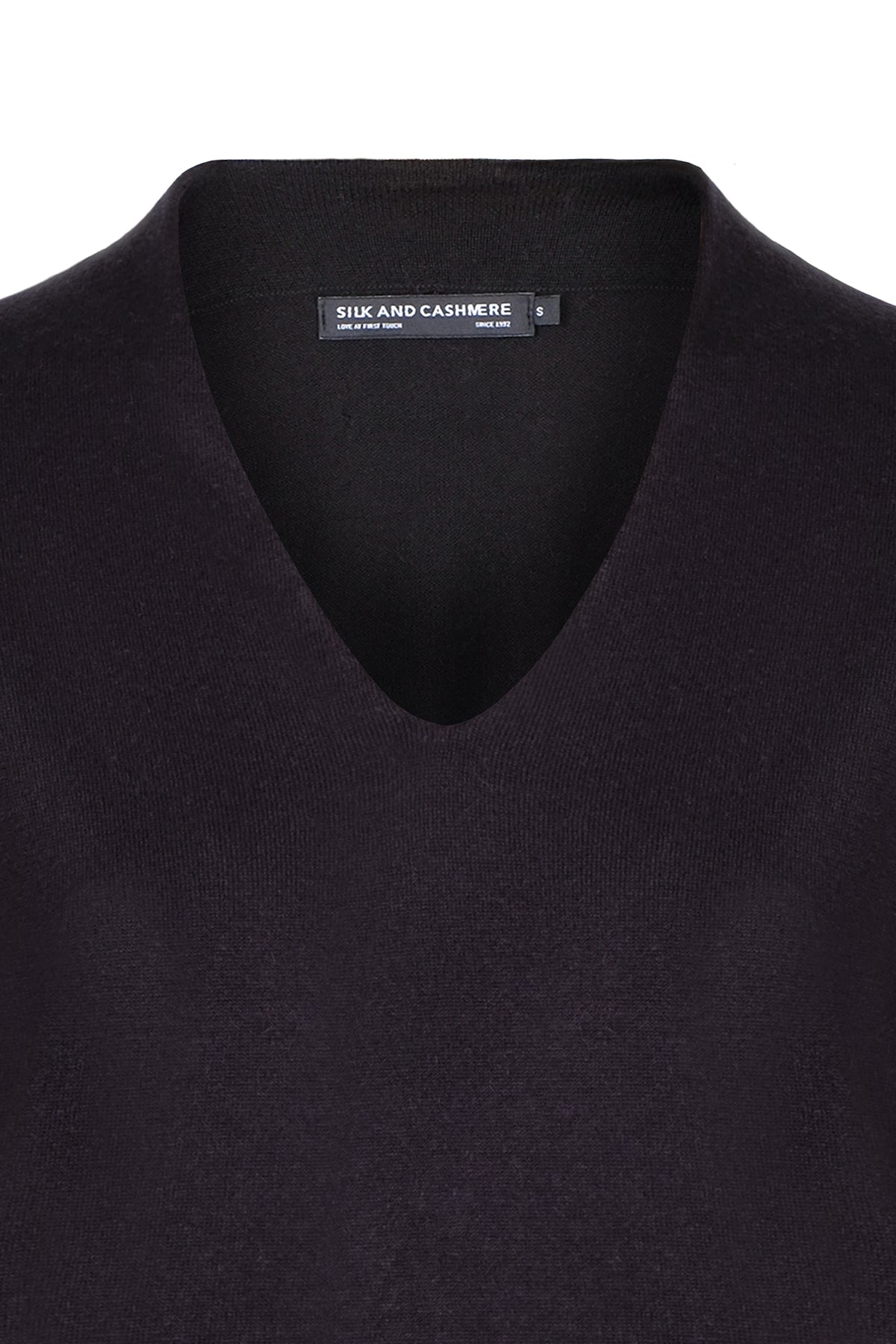 Siyah Zoe İpek Kaşmir Derin V Yaka Triko