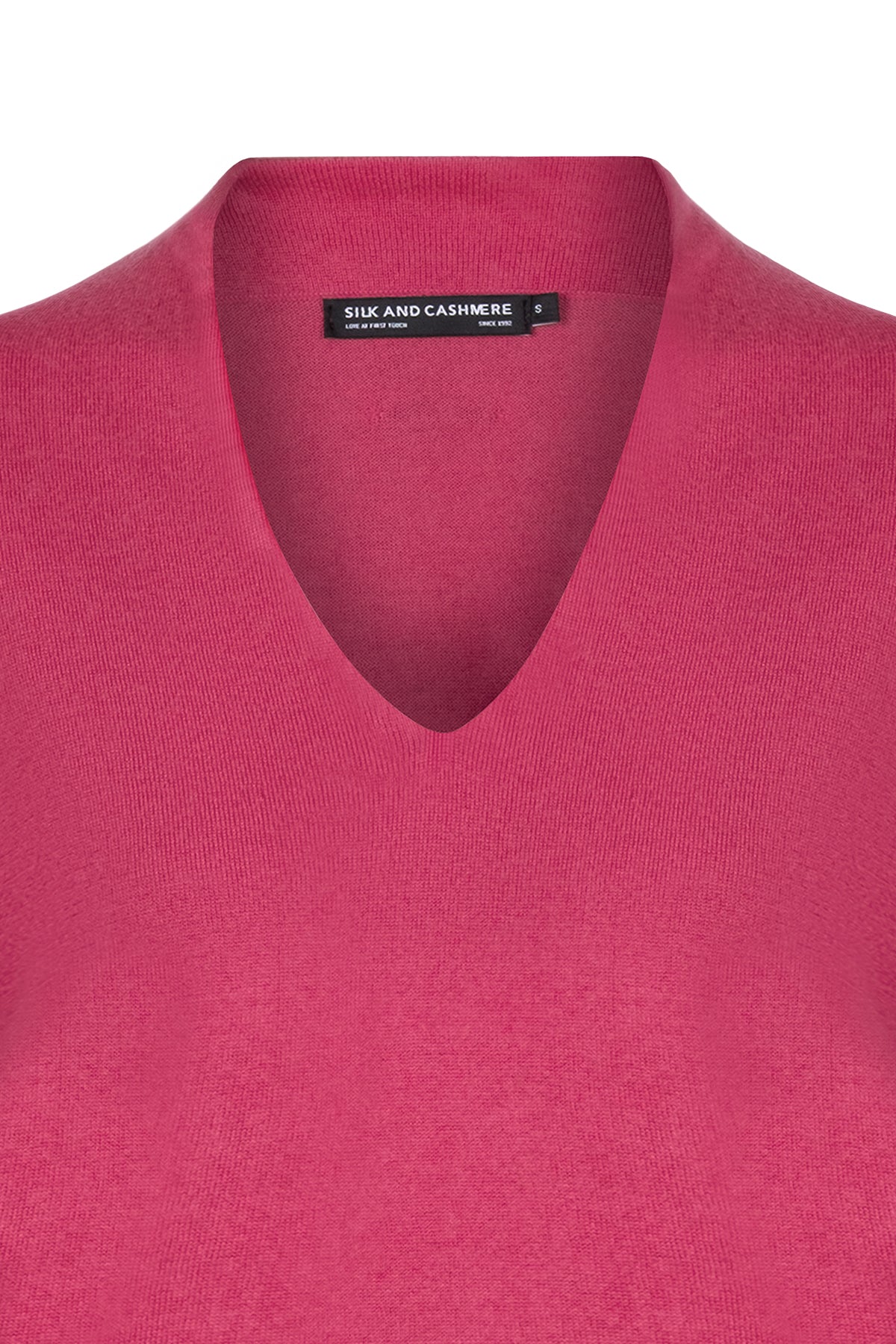 Fuşya Zoe İpek Kaşmir Derin V Yaka Triko