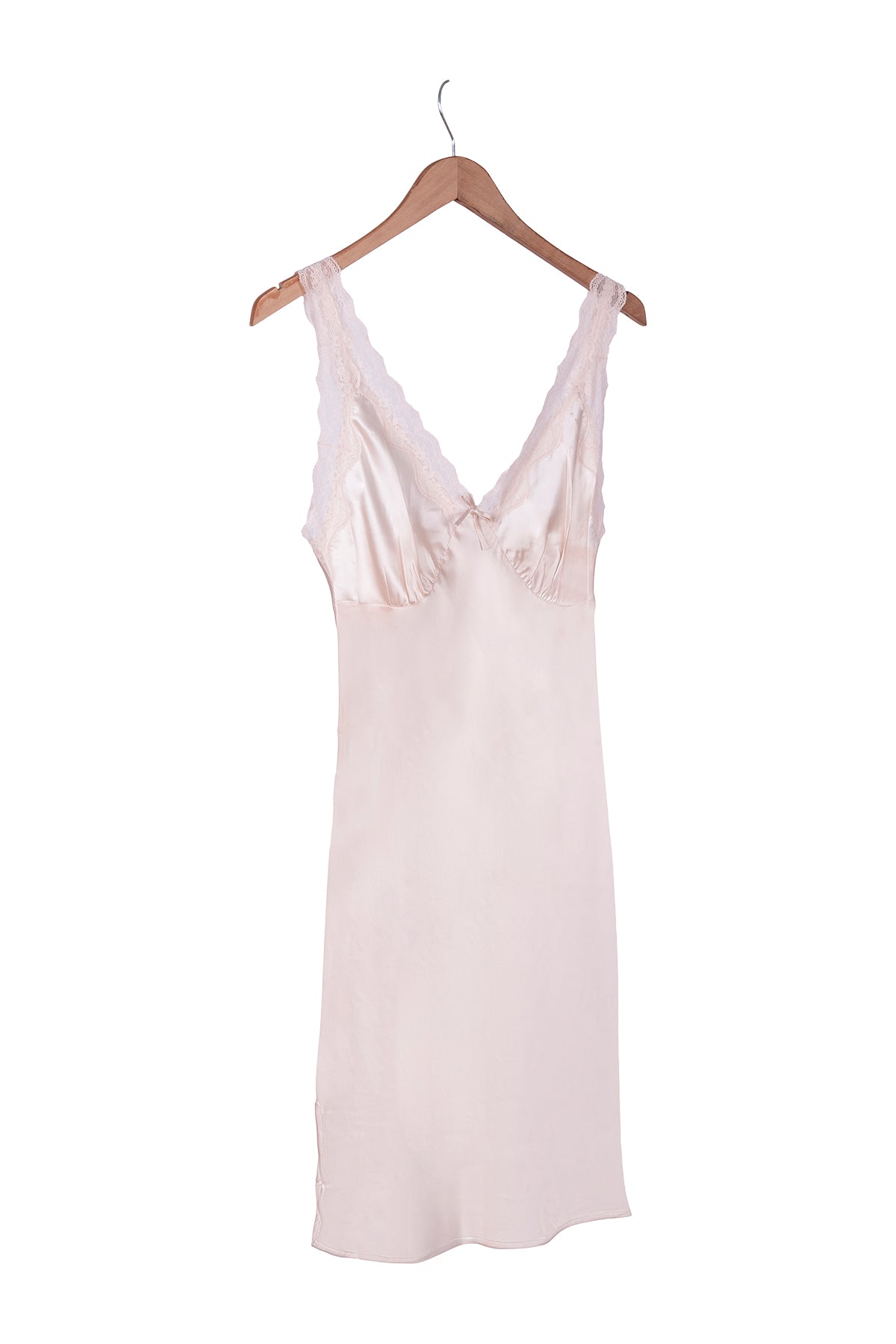 Gül Kurusu Cindy Saf İpek Dantel Detaylı Gecelik