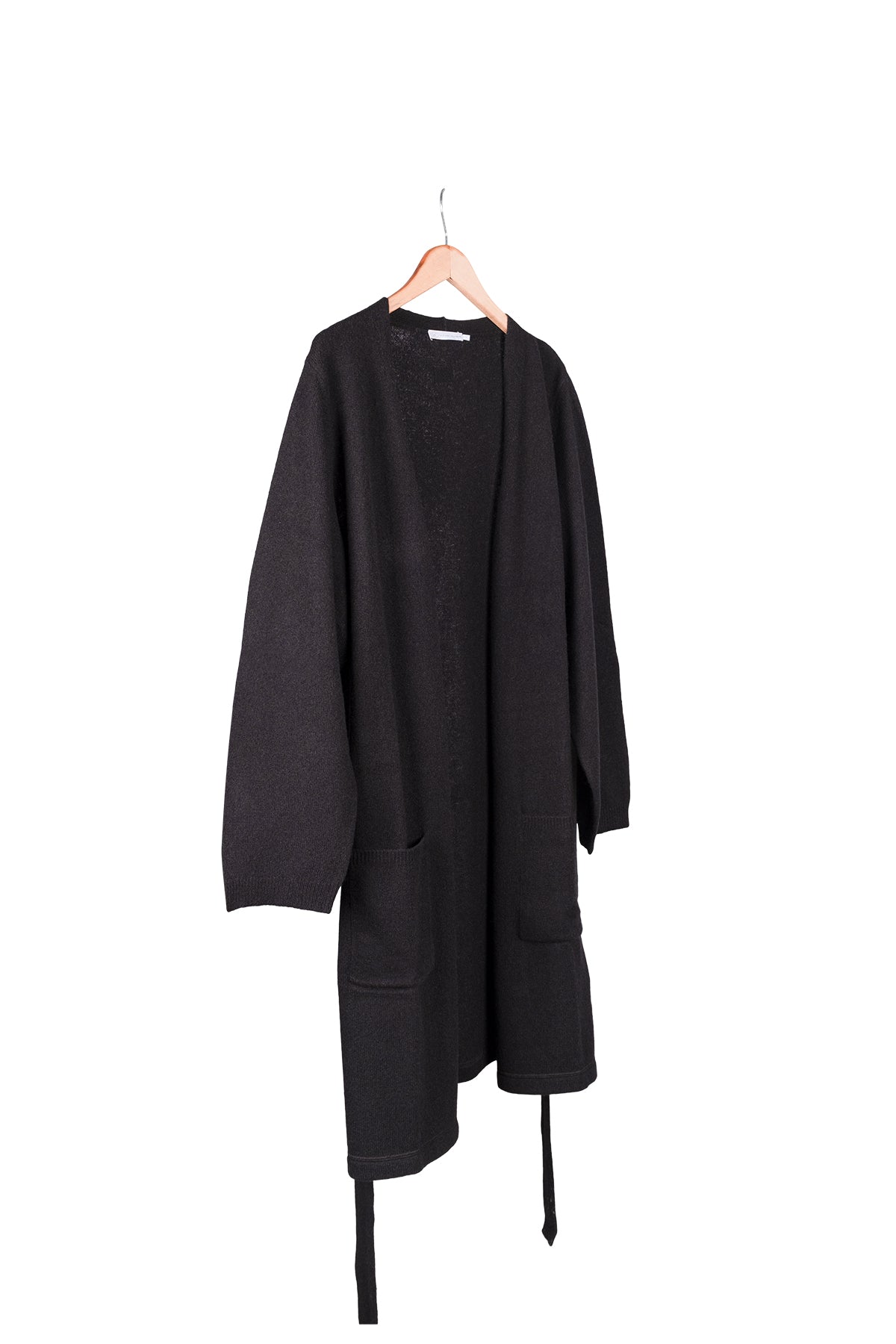 Siyah Lilly Saf Kaşmir Uzun Hırka