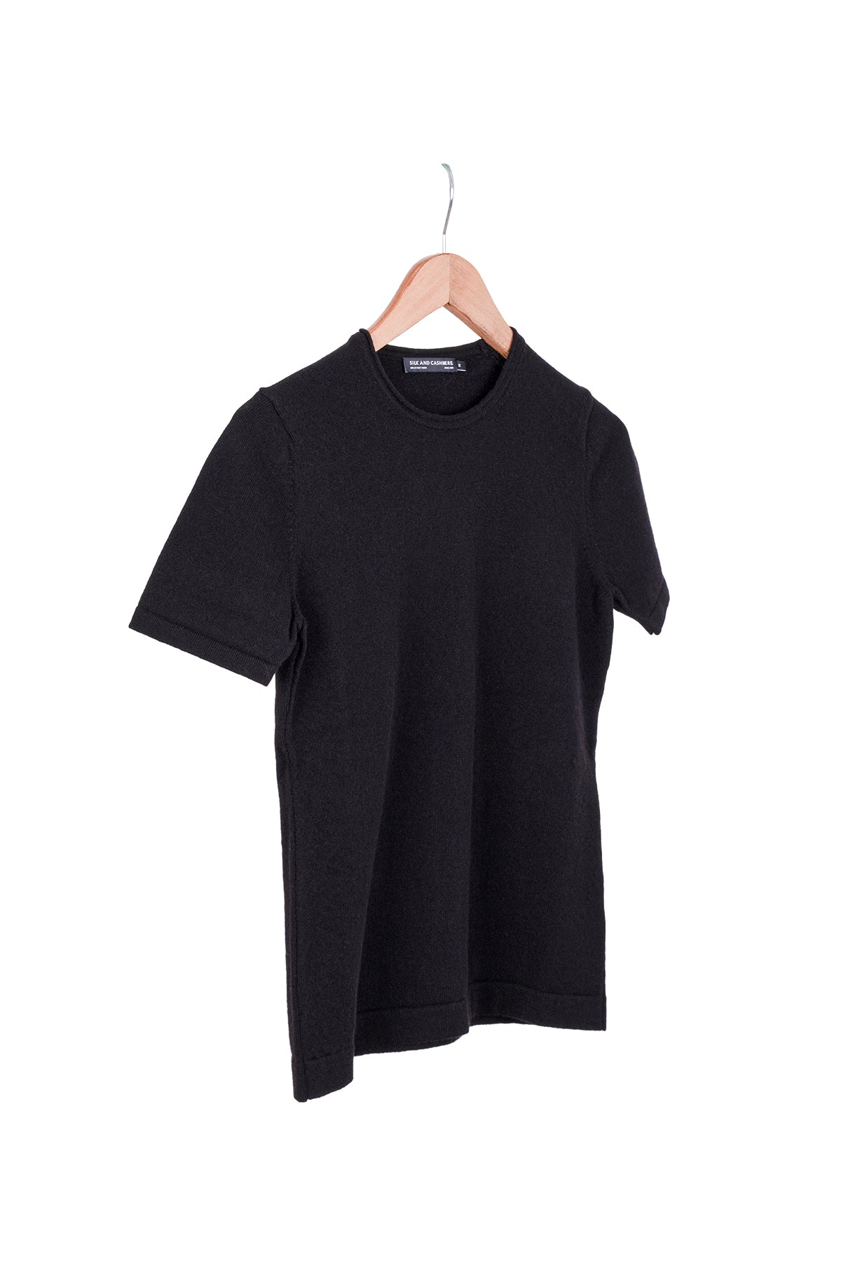 Siyah Lilly Saf Kaşmir Yuvarlak Yaka T-Shirt