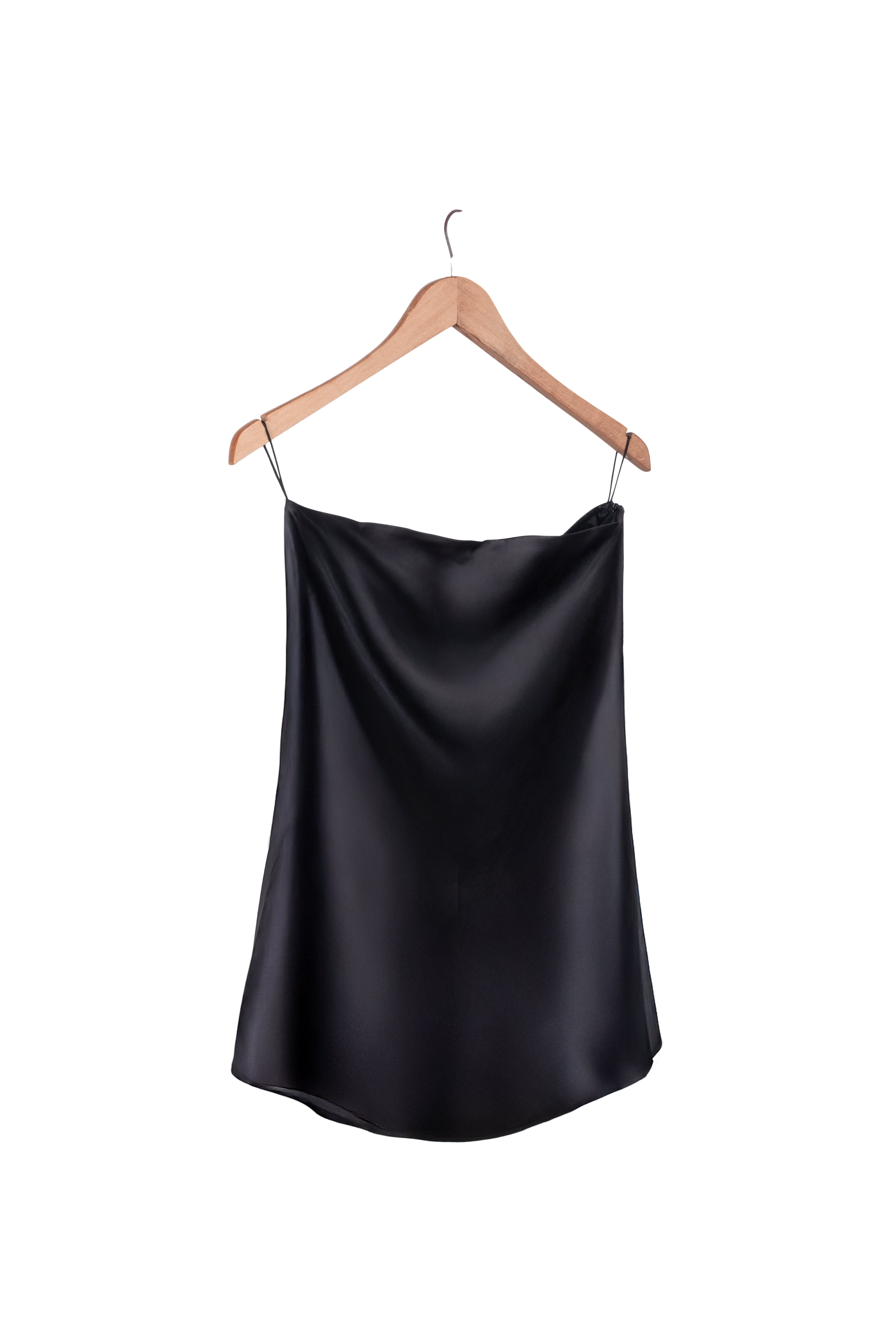 Siyah Luna Saf İpek Straplez Bluz