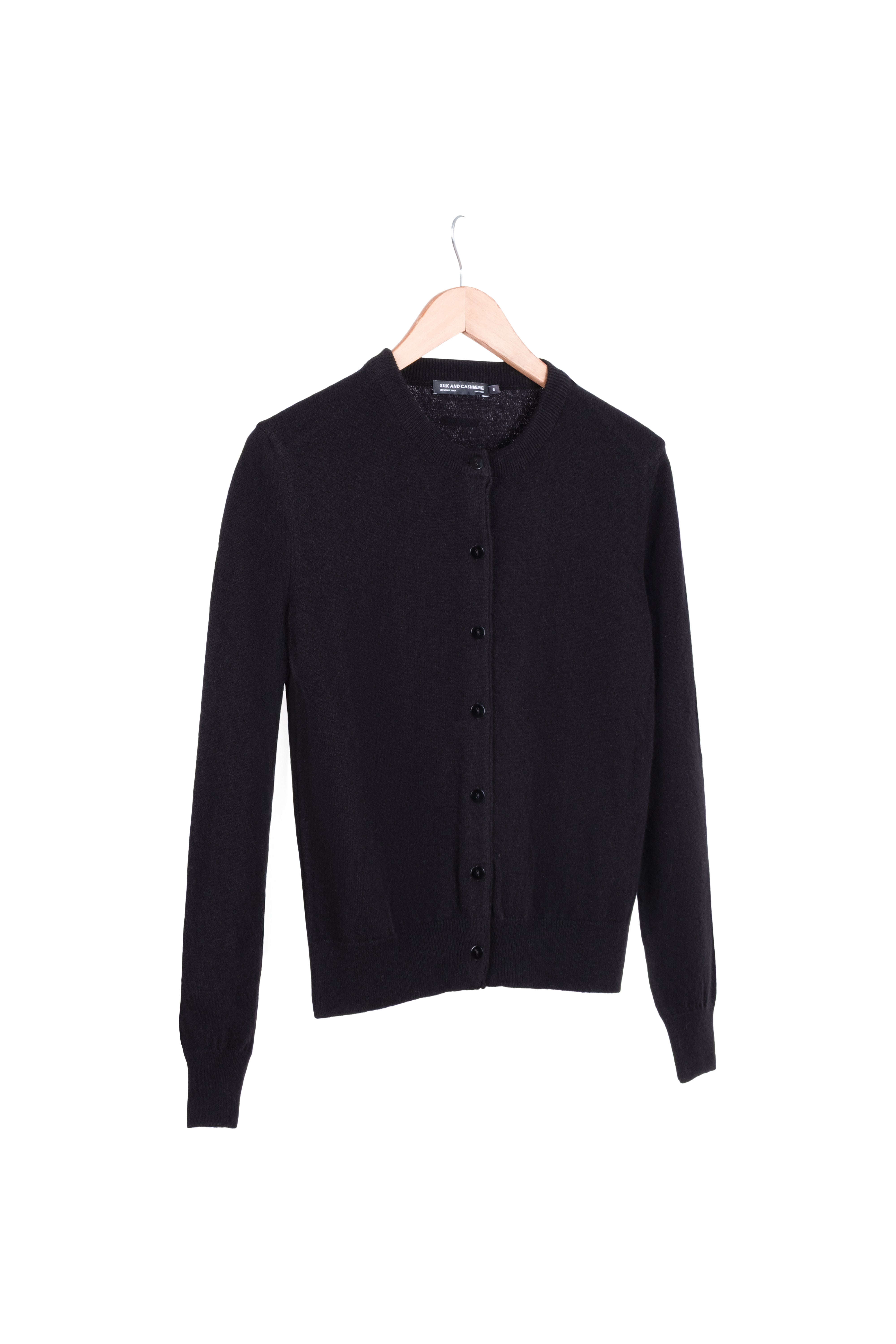 Siyah Lilly Saf Kaşmir Bisiklet Yaka Hırka