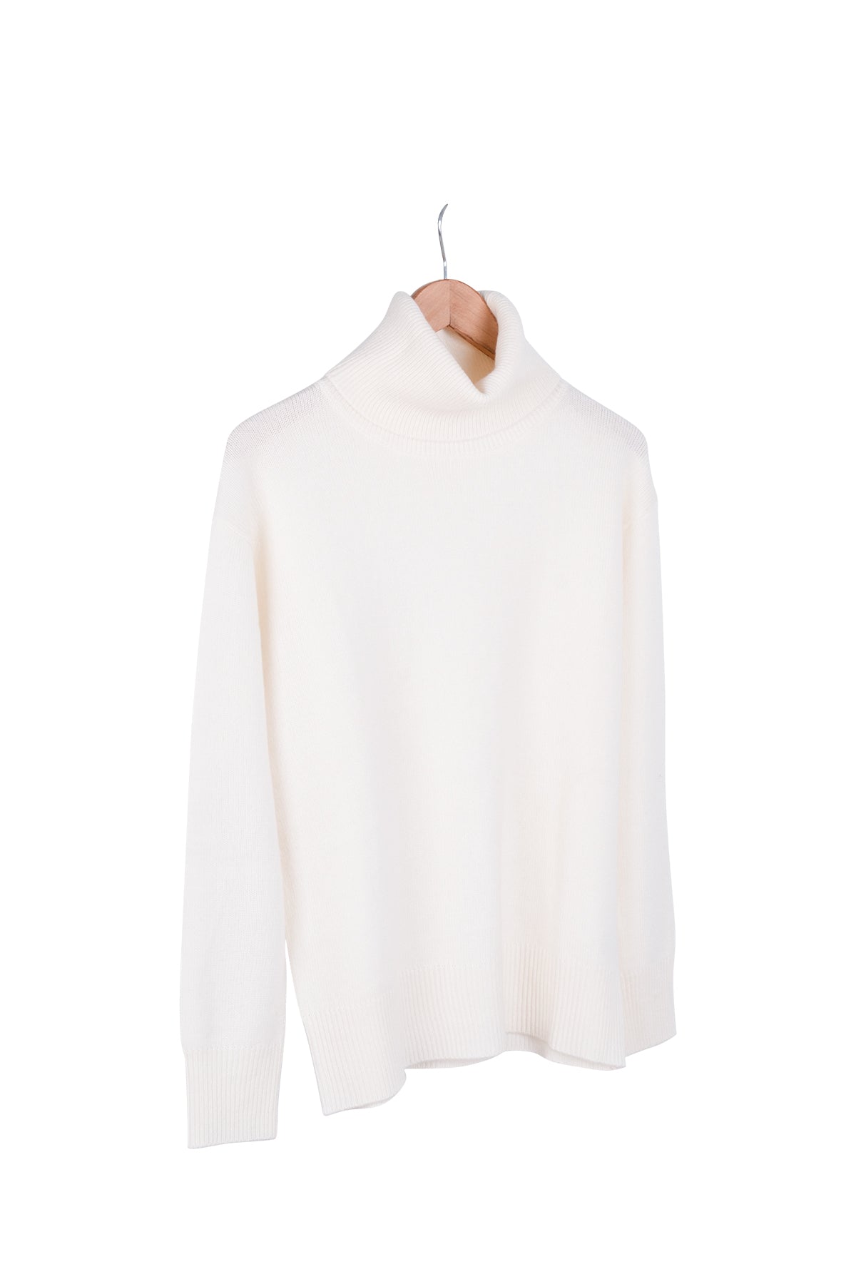 Beyaz Carla Saf Kaşmir Balıkçı Yaka T Kol Kazak