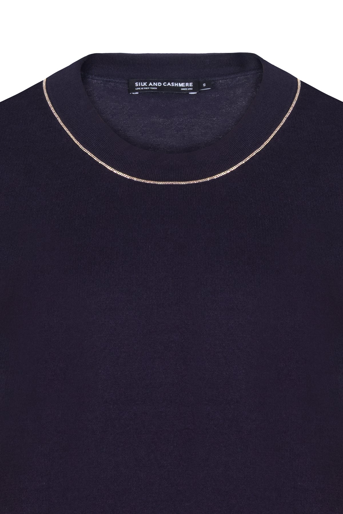 Lacivert Grace İpekli Zincirli Yuvarlak Yaka Kolsuz Triko