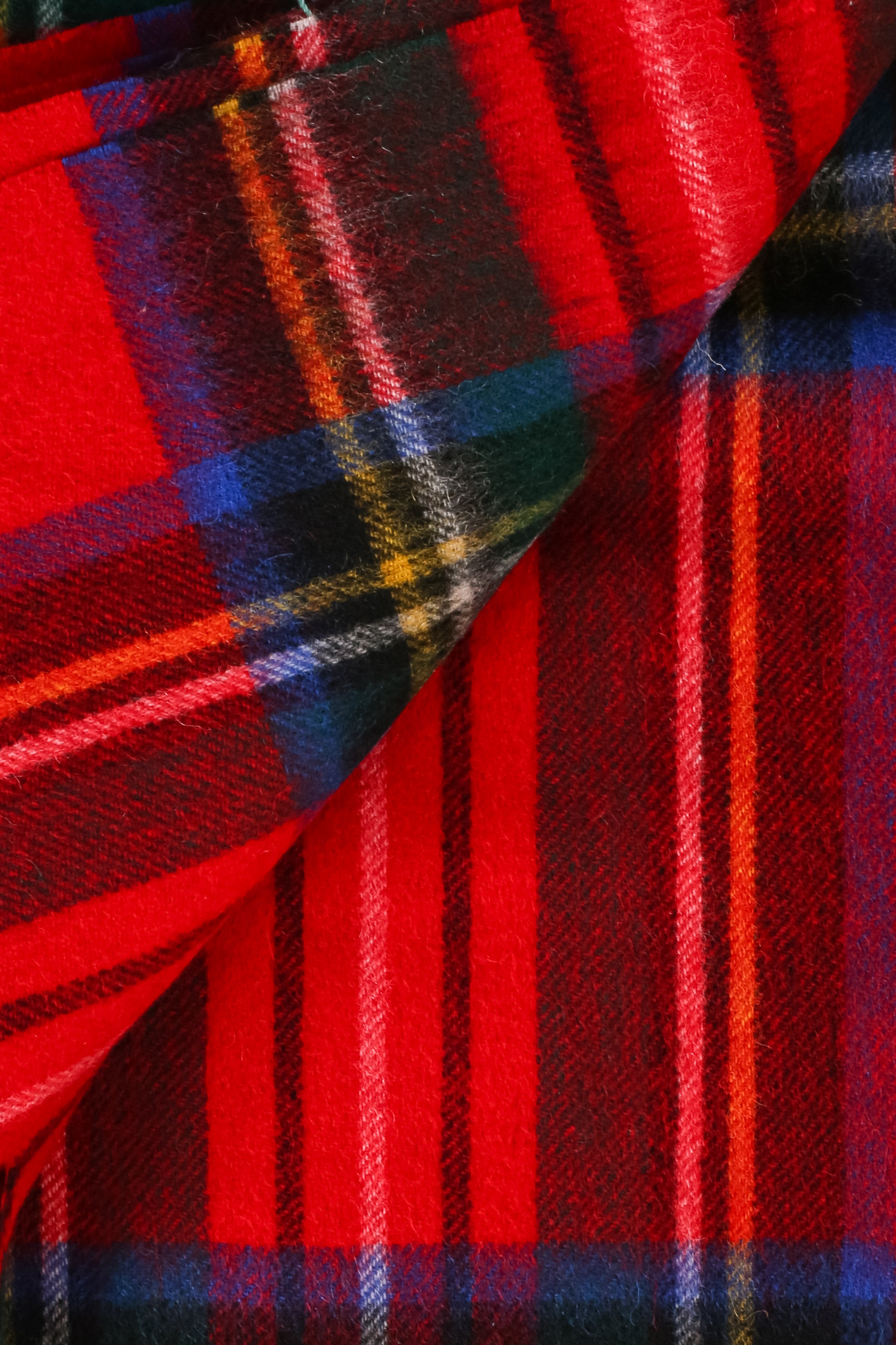 Kırmızı Saf Yün Kareli Battaniye 190x140 cm