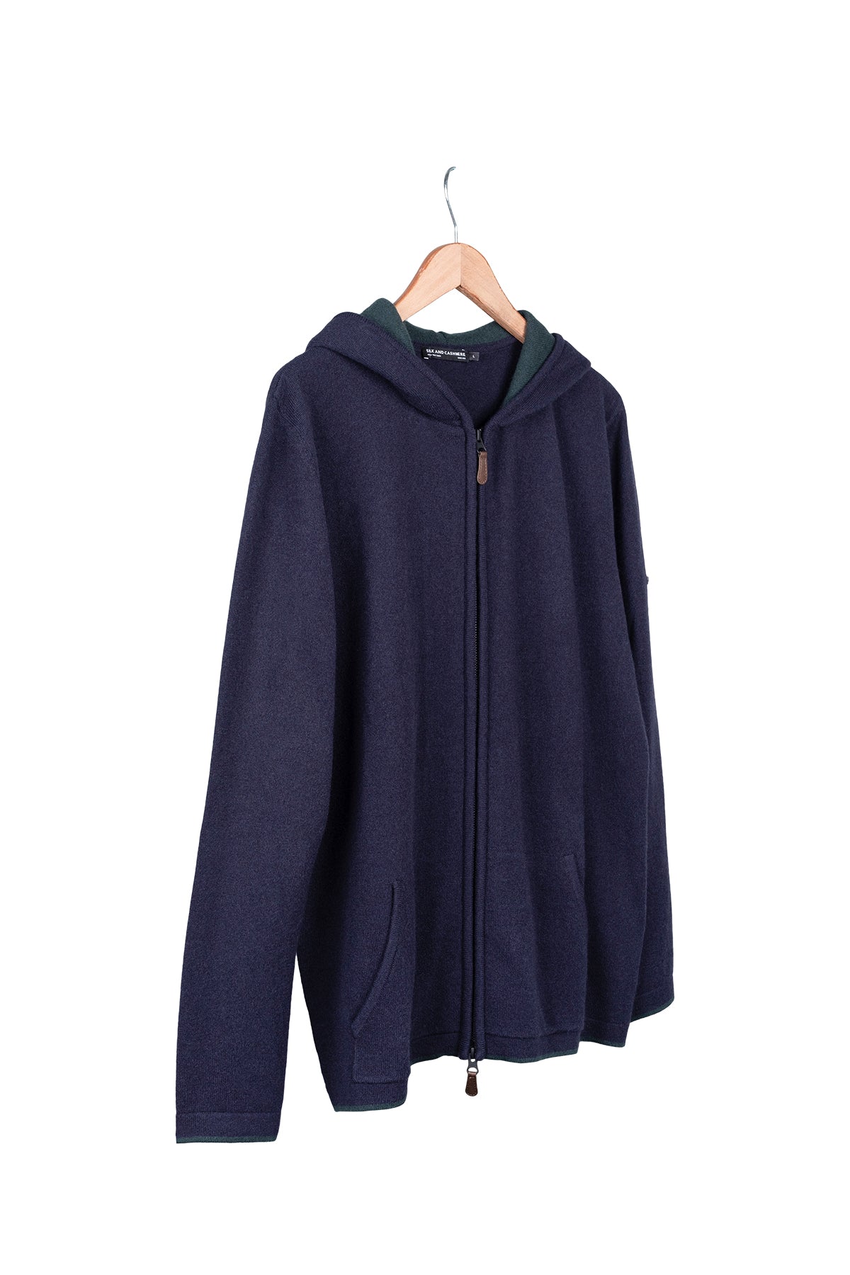 Lacivert Scott Saf Kaşmir Kapüşonlu Hırka