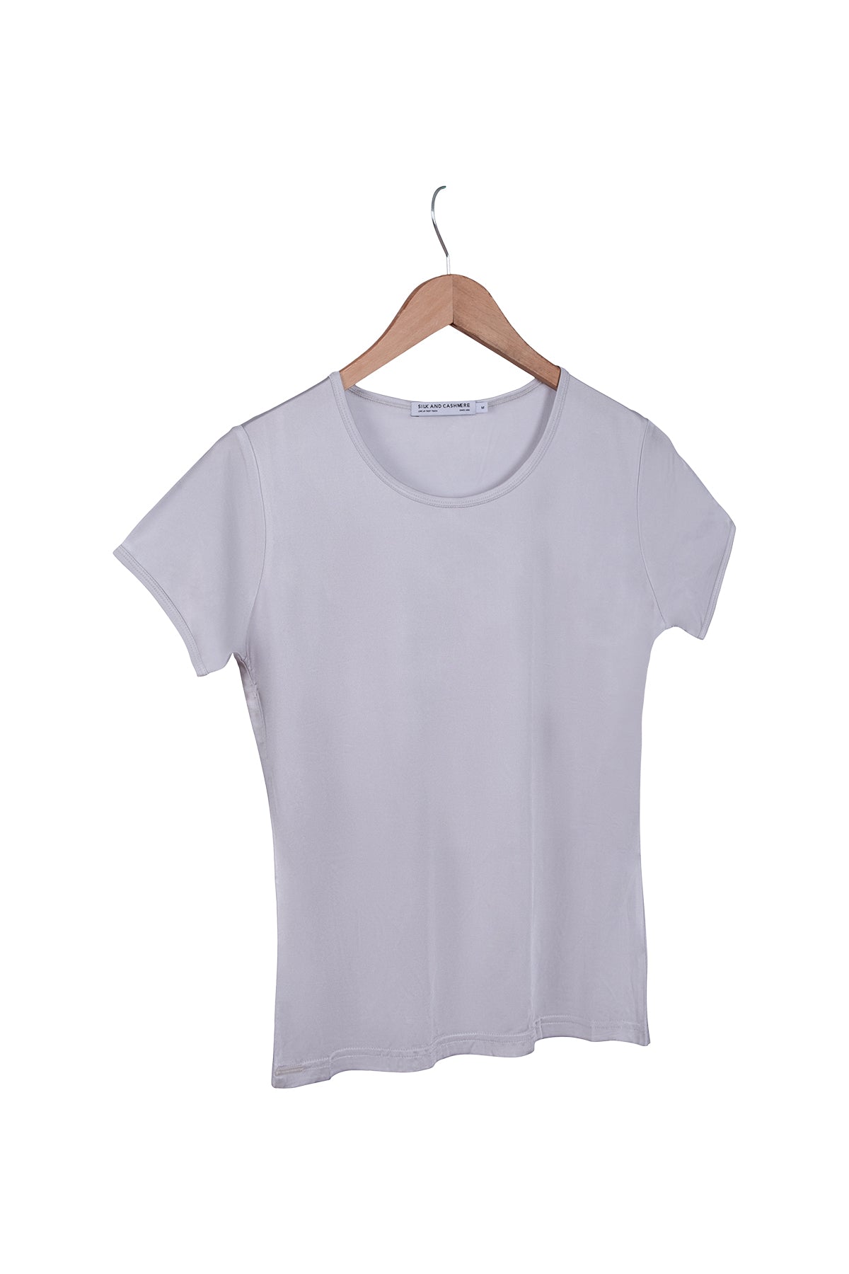 Gri Marina İpekli Yuvarlak Yaka Kısa Kollu T-Shirt