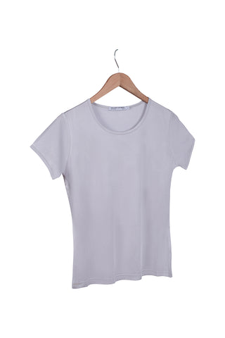 Gri Marina İpekli Yuvarlak Yaka Kısa Kollu T-Shirt
